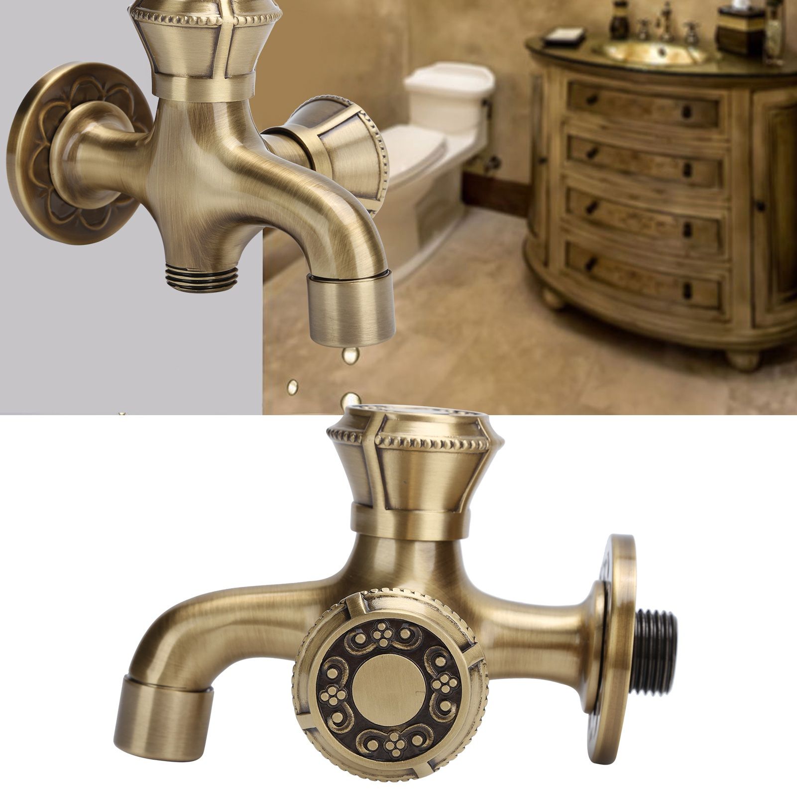 G1/2 Wall Mounted Laundry Bathroom Washing Machine Water Faucet Hot and Cold view 9
