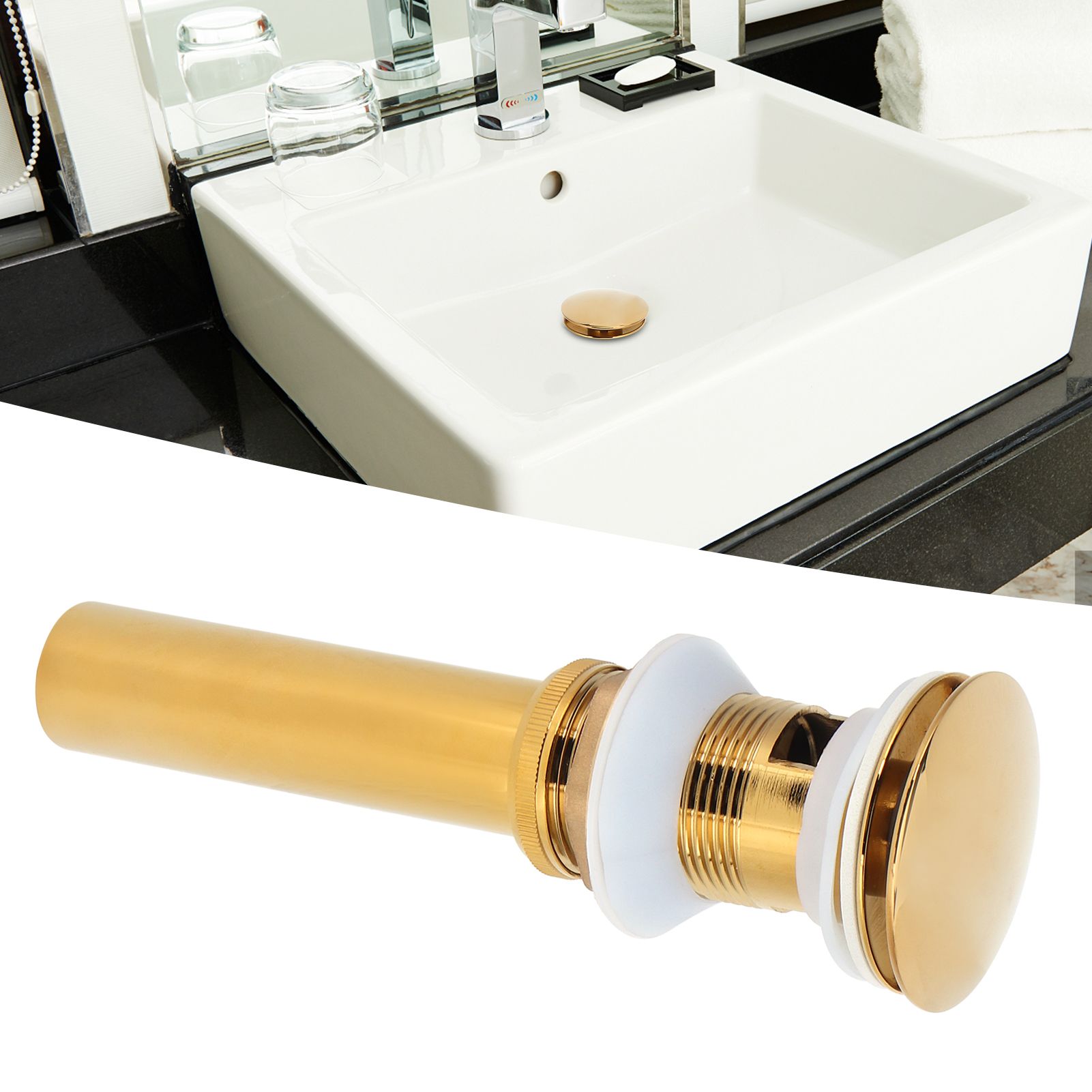 Bathroom Sink Drain Anti Clog Basin Brass Bounce Draining Stopper Bathroom view 9