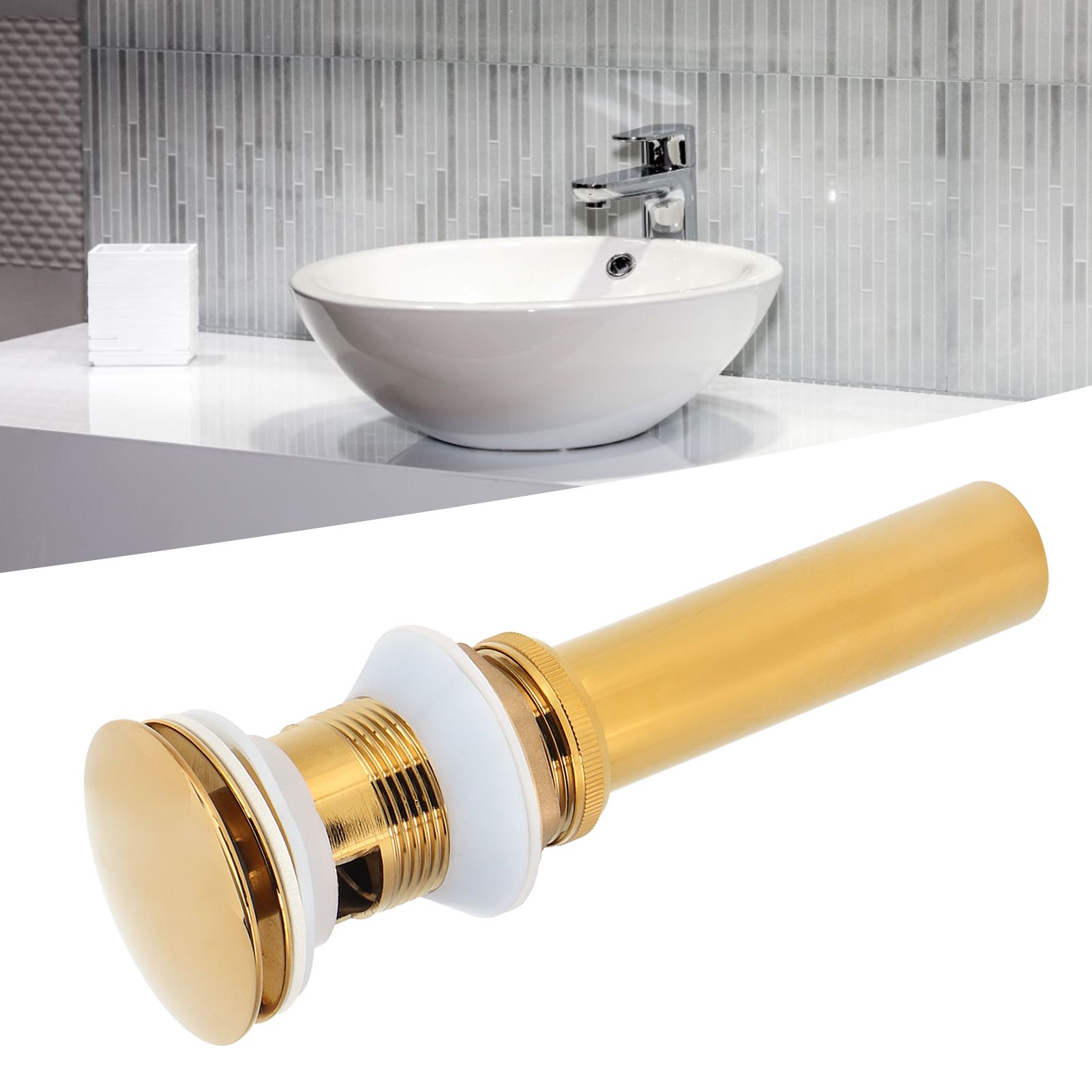 Bathroom Sink Drain Anti Clog Basin Brass Bounce Draining Stopper Bathroom view 10