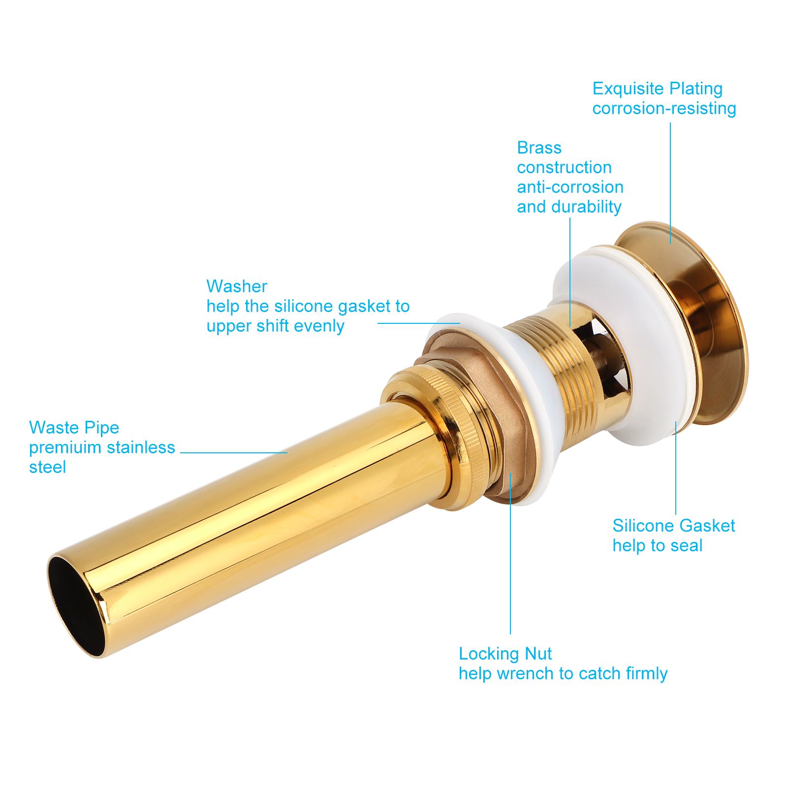 Bathroom Sink Drain Anti Clog Basin Brass Bounce Draining Stopper Bathroom view 14