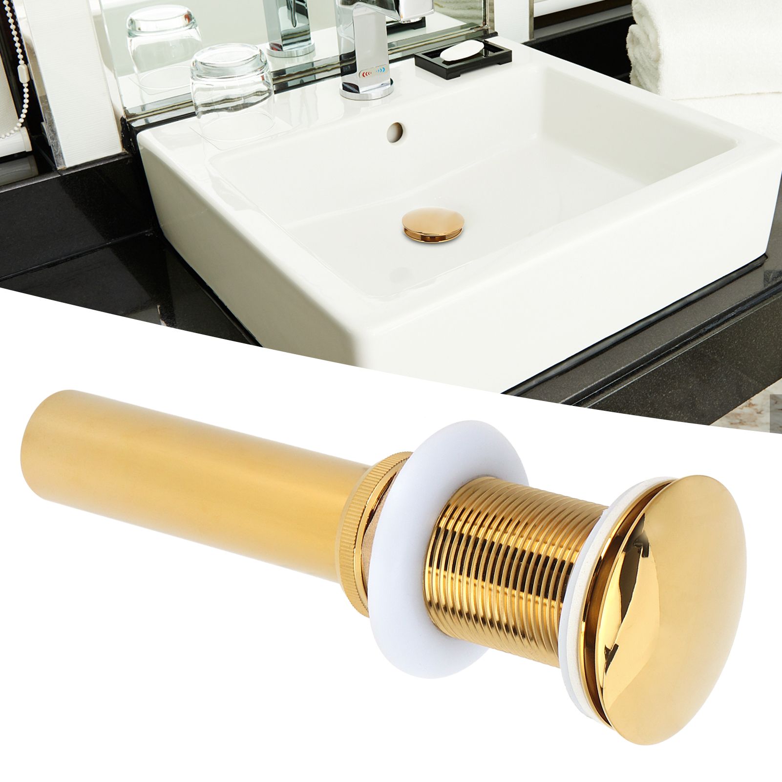 Bathroom Sink Drain Anti Clog Basin Brass Bounce Draining Stopper Bathroom view 9