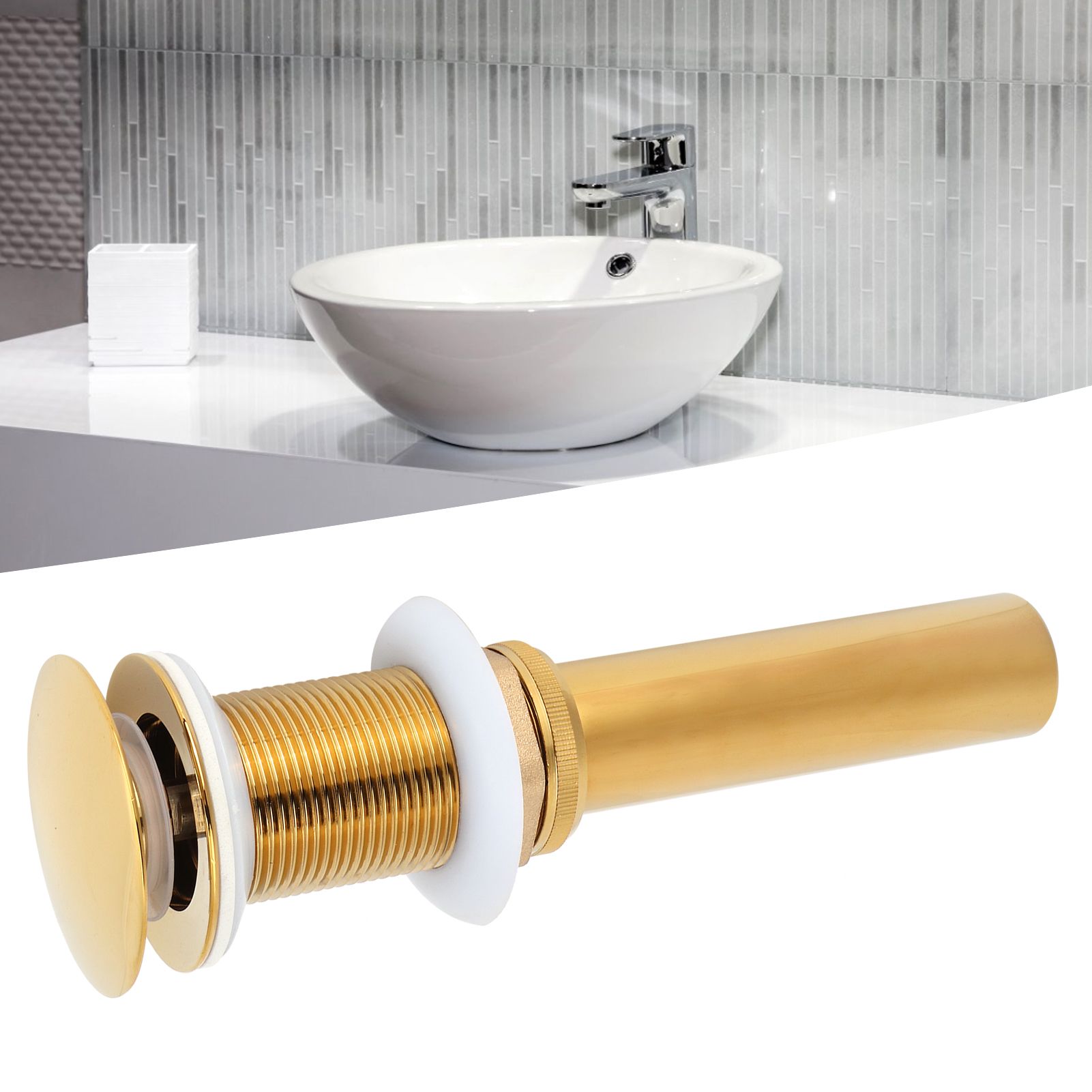 Bathroom Sink Drain Anti Clog Basin Brass Bounce Draining Stopper Bathroom view 10