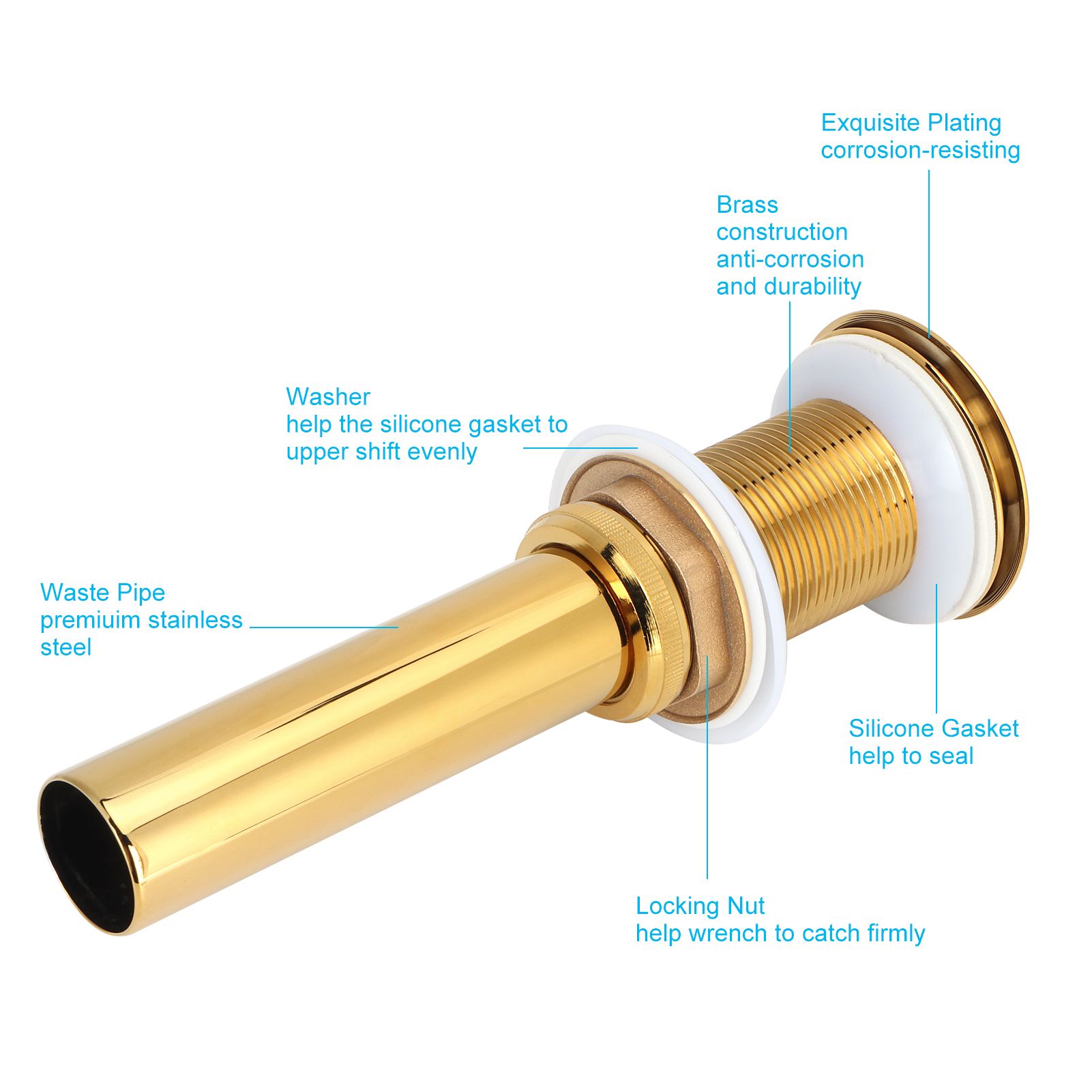 Bathroom Sink Drain Anti Clog Basin Brass Bounce Draining Stopper Bathroom view 14