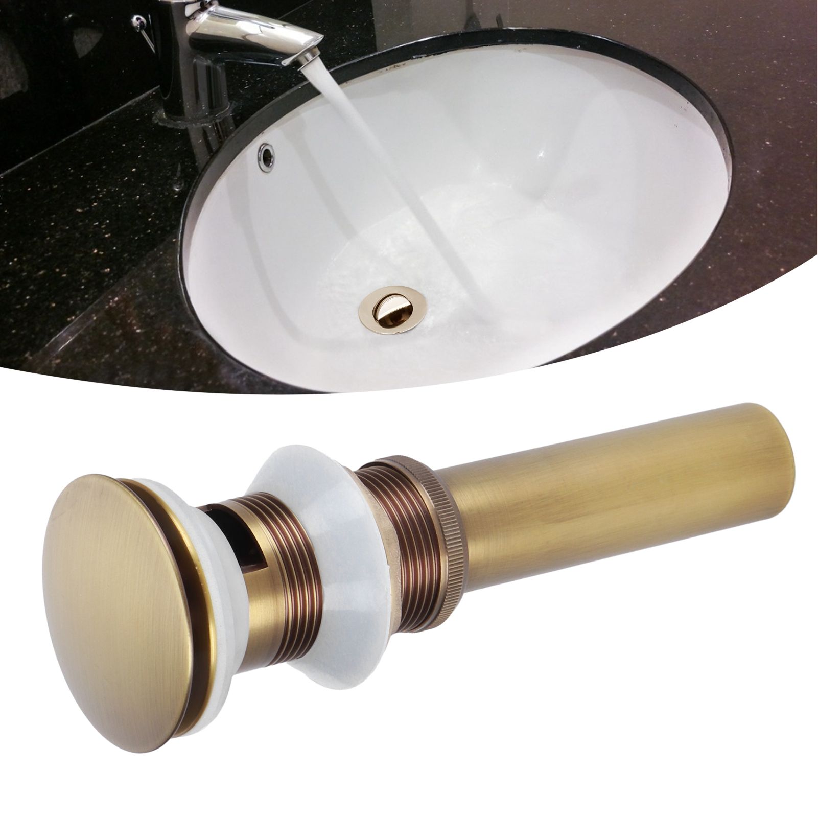 Brass Popup Drain Stopper Bathroom Basin Sink Draining Without Overflow view 9