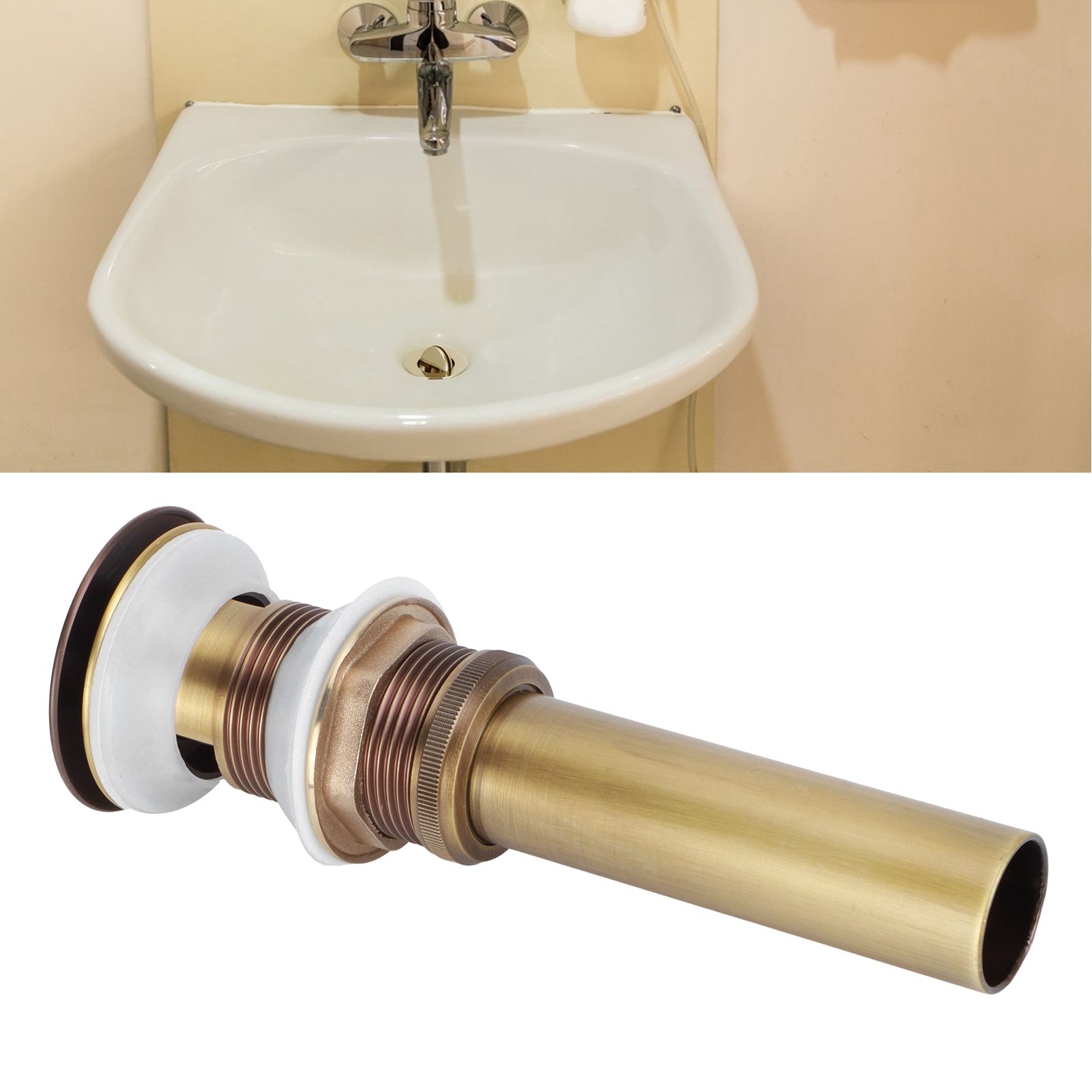 Brass Popup Drain Stopper Bathroom Basin Sink Draining Without Overflow view 10