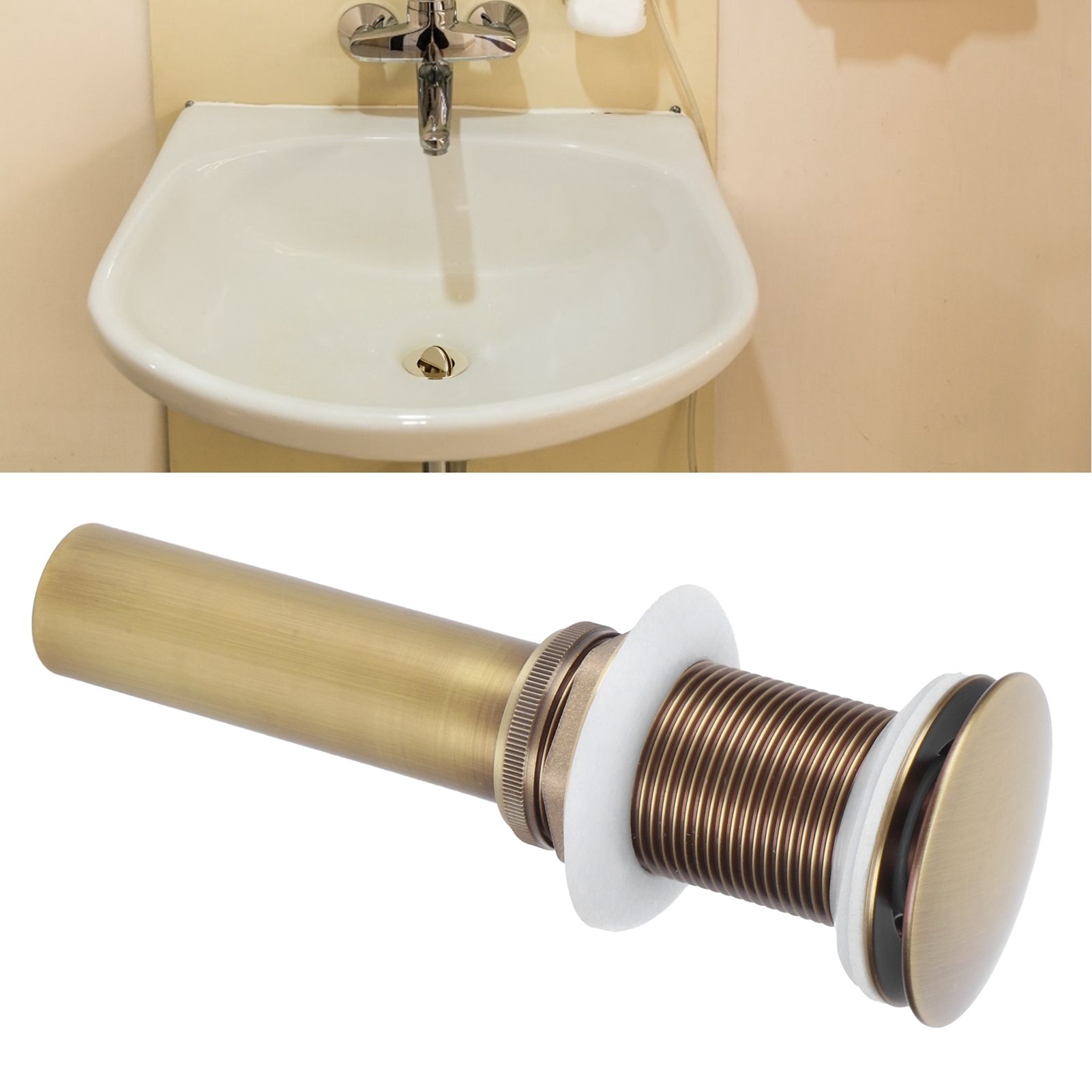 Brass Popup Drain Stopper Bathroom Basin Sink Draining Without Overflow view 9