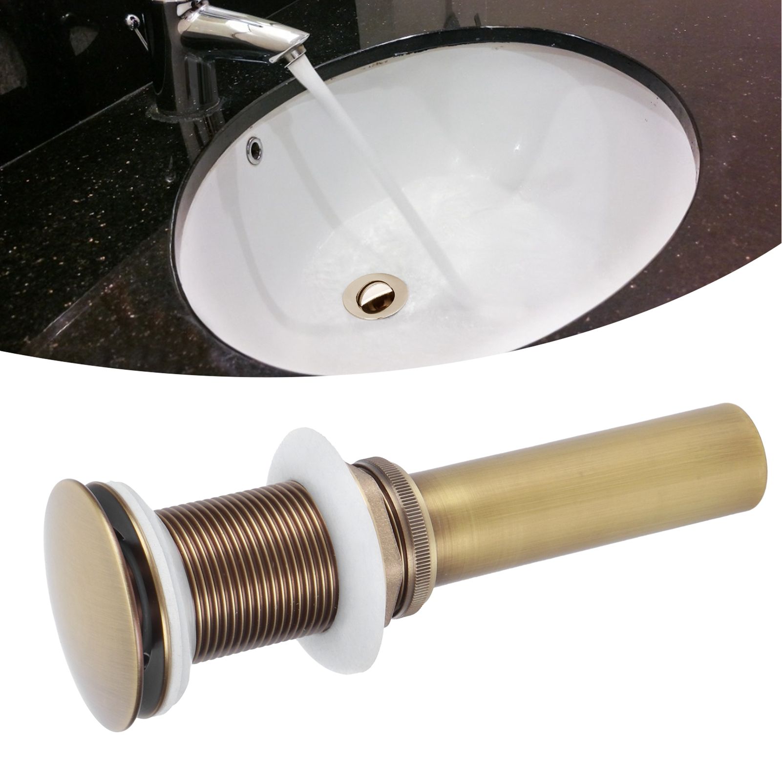 Brass Popup Drain Stopper Bathroom Basin Sink Draining Without Overflow view 10