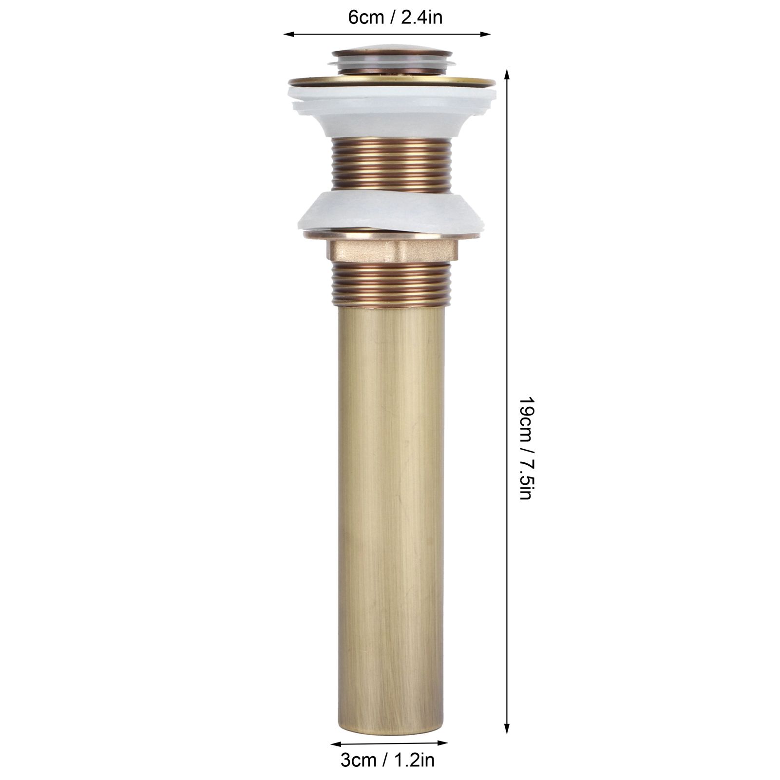 Brass Basin Sink Drain without Overflow Kitchen Bathroom Draining Stopper view 14