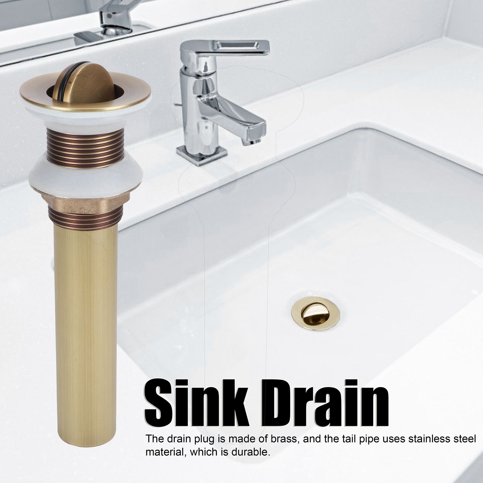 Sink Drain NonOverflow AntiClog Bathroom Wash Basin Drainer Stopper Accessory view 15