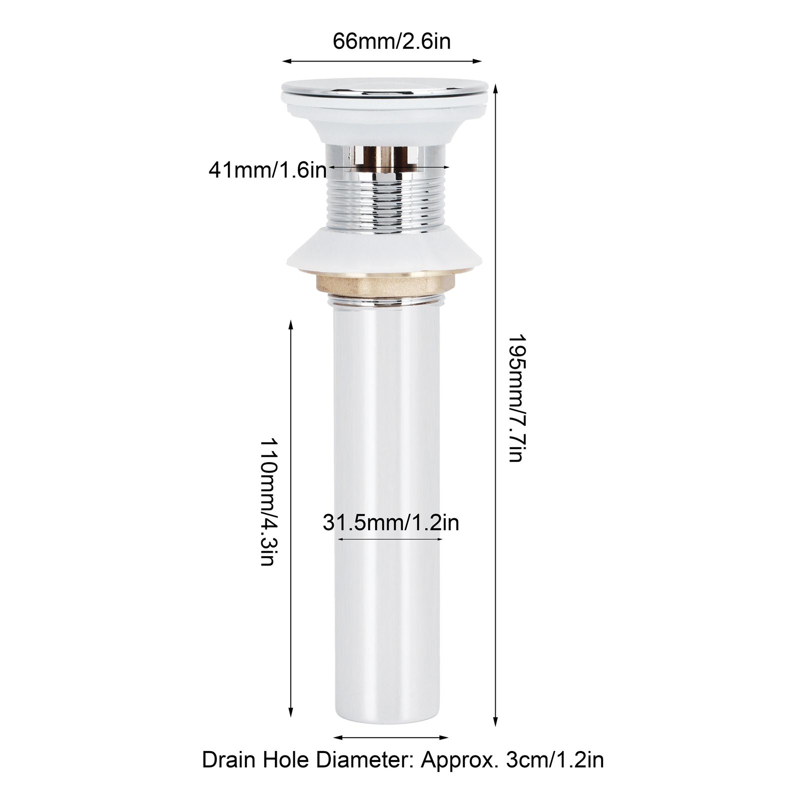 Basin Drain Sink Drain Stopper Electroplating Popup Drainer NonOverflow view 14