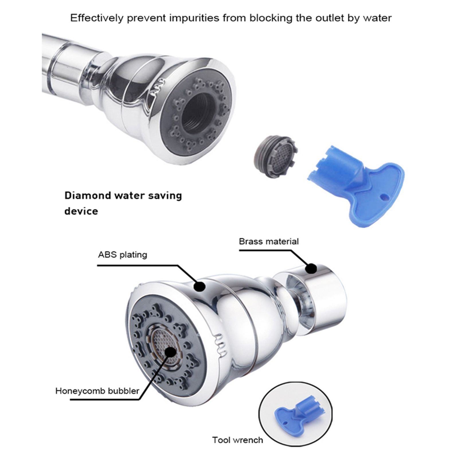 G1/2 Kitchen Sink Faucet Sprayer Water Saving Aerator Rotatable Faucet Spray view 15