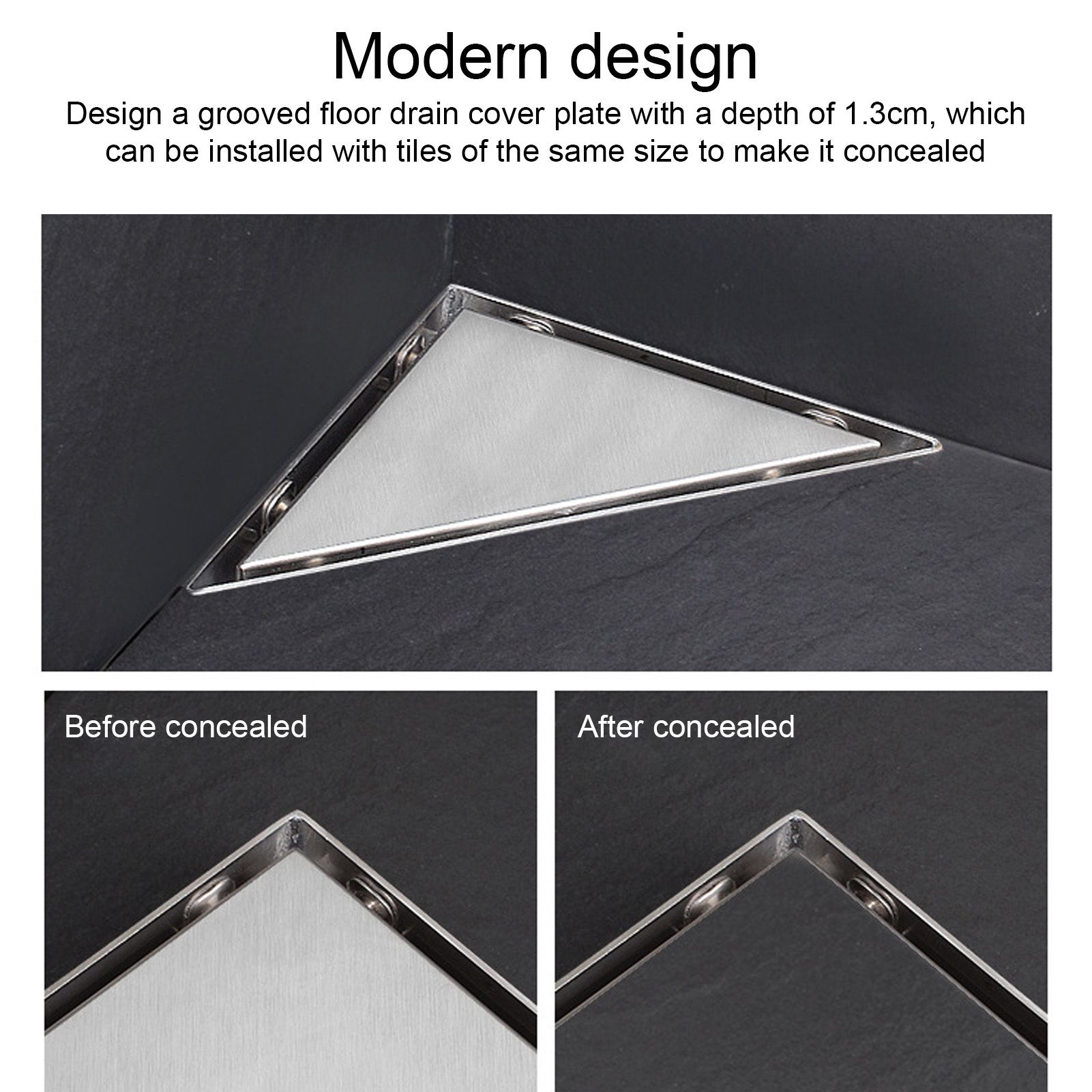 Floor Drain Set 304 Stainless Steel Triangular Corner Drain for Shower Room view 15