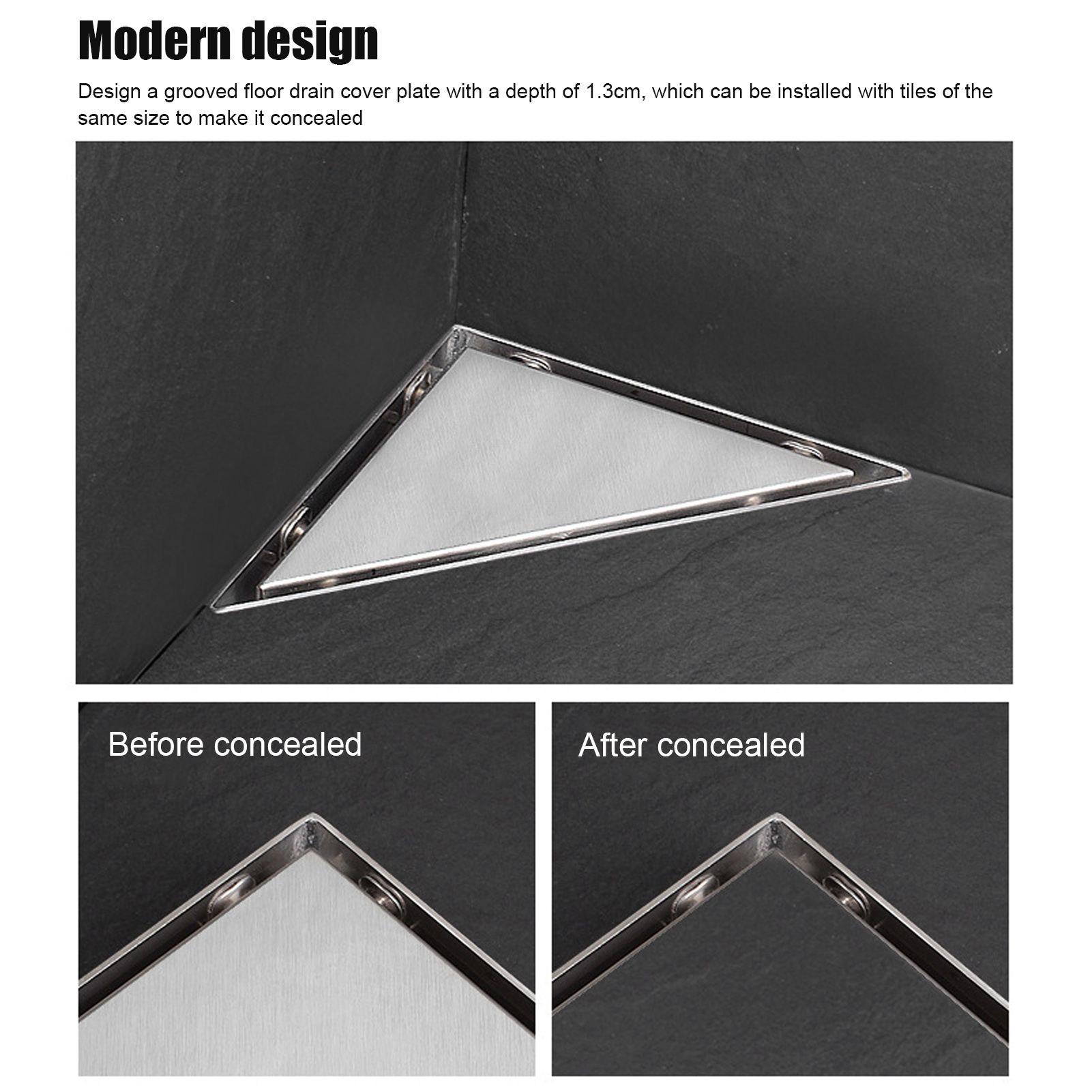 Concealed Floor Drain Triangular Corner Drain Set for Home Balcony Bathroom view 15