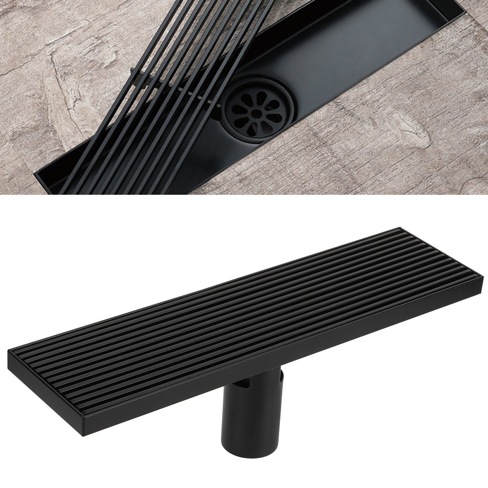 Linear Shower Floor Drain with Removable Cover 304 Stainless Steel Matte Black view 11