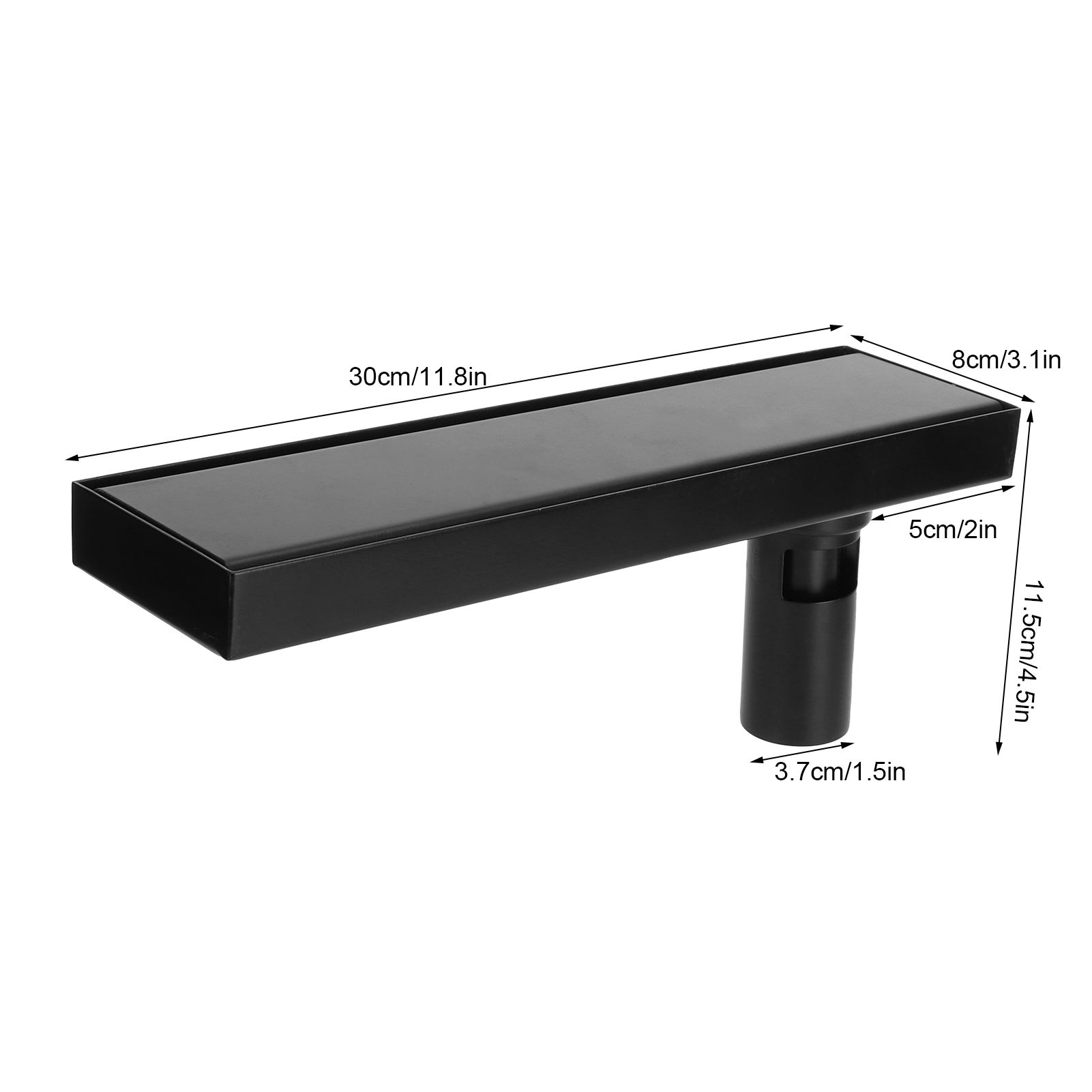 30cm Floor Drain 304 Stainless Steel Matte Black Linear Floor Concealed view 14