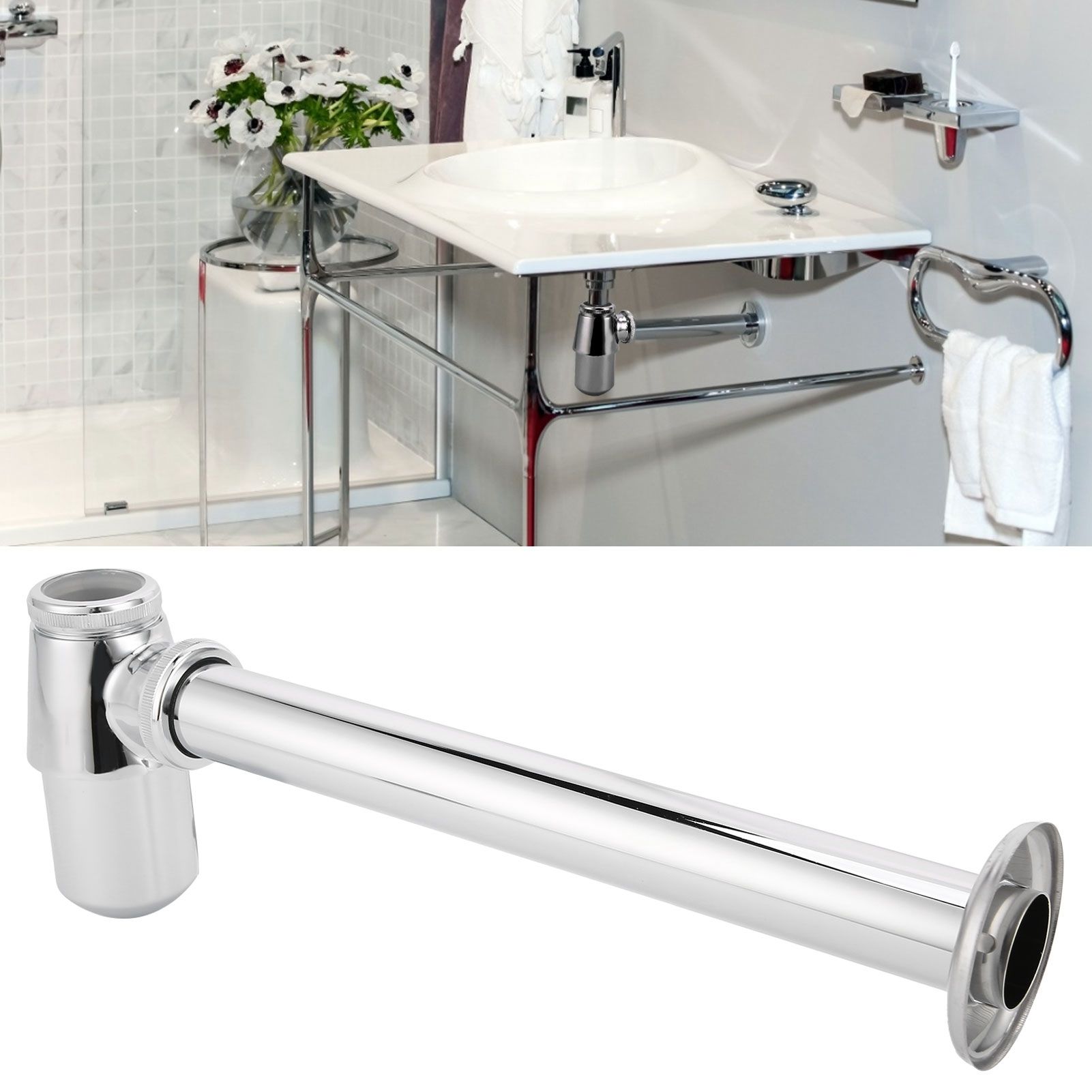 Bathroom Sink Basin Waste Pipe Copper Sink Pipe Trap Drain Kit for Kitchen view 10