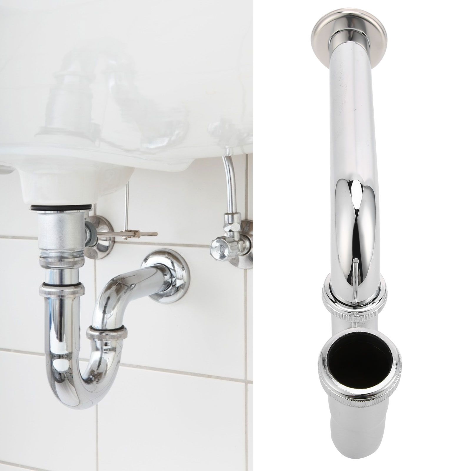 Sink Siphon Trap Waste Drain Valve Kit Washbasin Syphon Draining Pipe Plumbing view 10