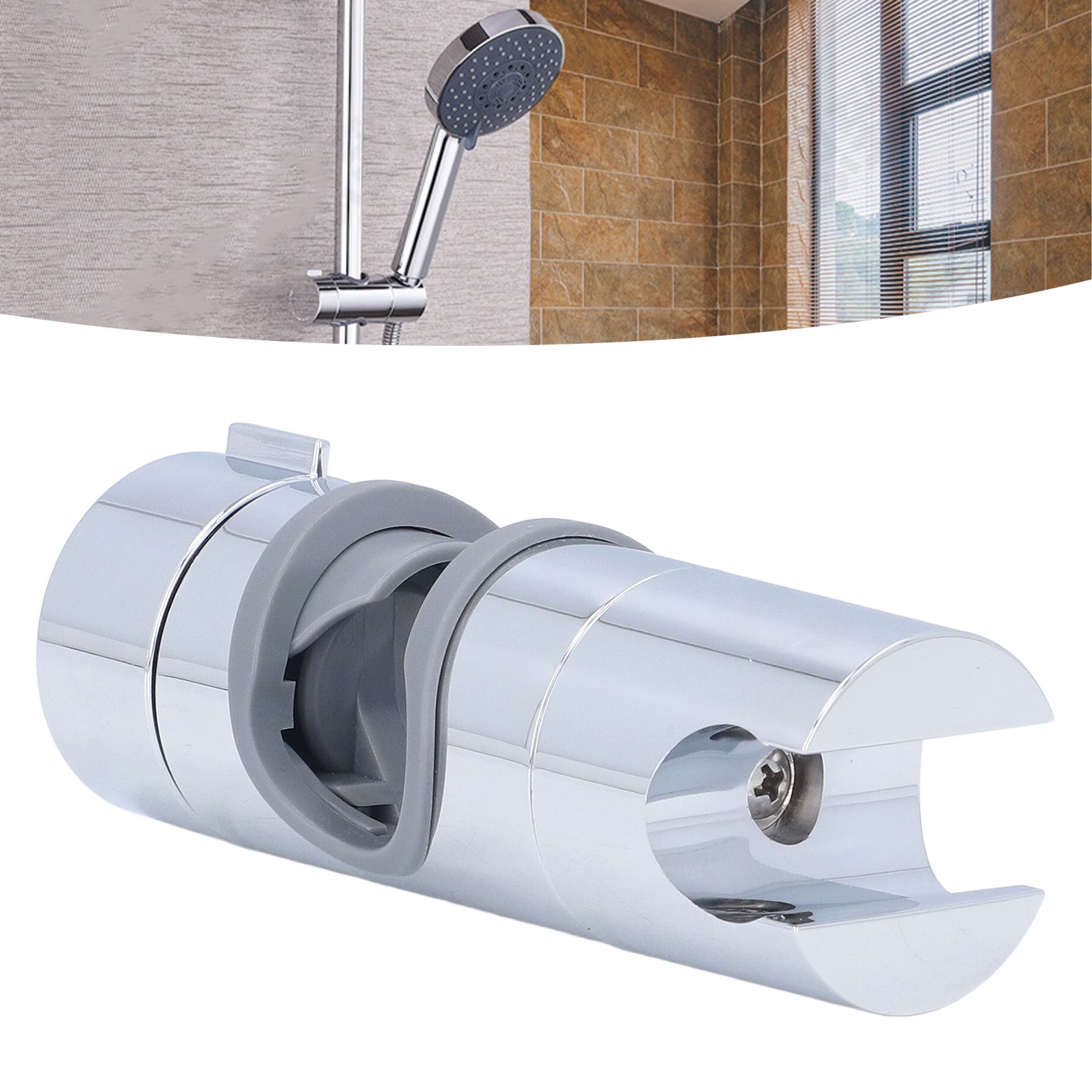 Shower Slide Rail Bar Holder 360 Degree Adjustable Straight Clamp ABS Chrome view 11