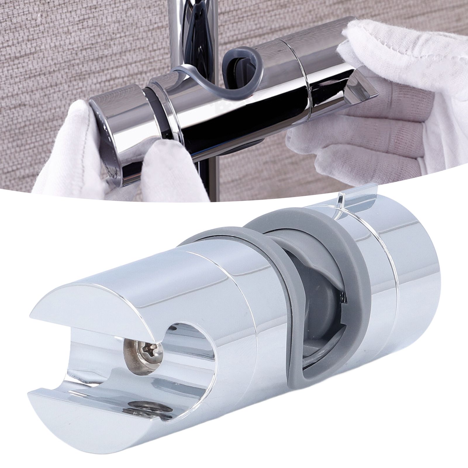 Shower Slide Rail Bar Holder 360 Degree Adjustable Straight Clamp ABS Chrome view 12