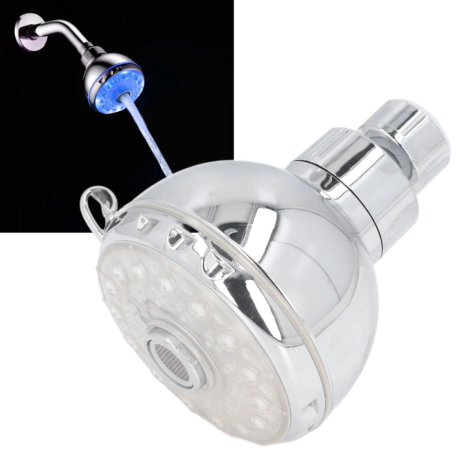 G1/2 Male Thread Shower Head Temperature Controlled 3 Color Changing Rainfall view 12
