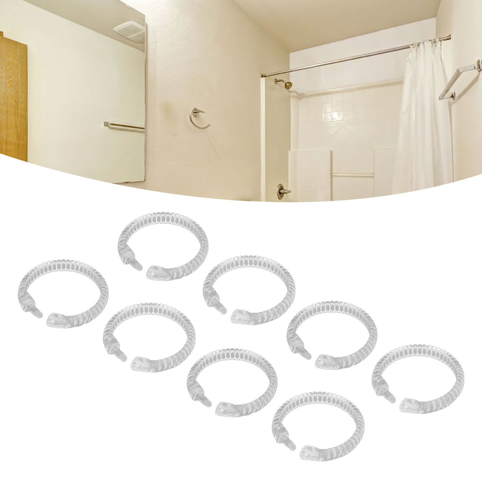 24Pcs Curtain Rings ABS Transparent O Shape Shower Curtain Hooks for Bathroom view 11