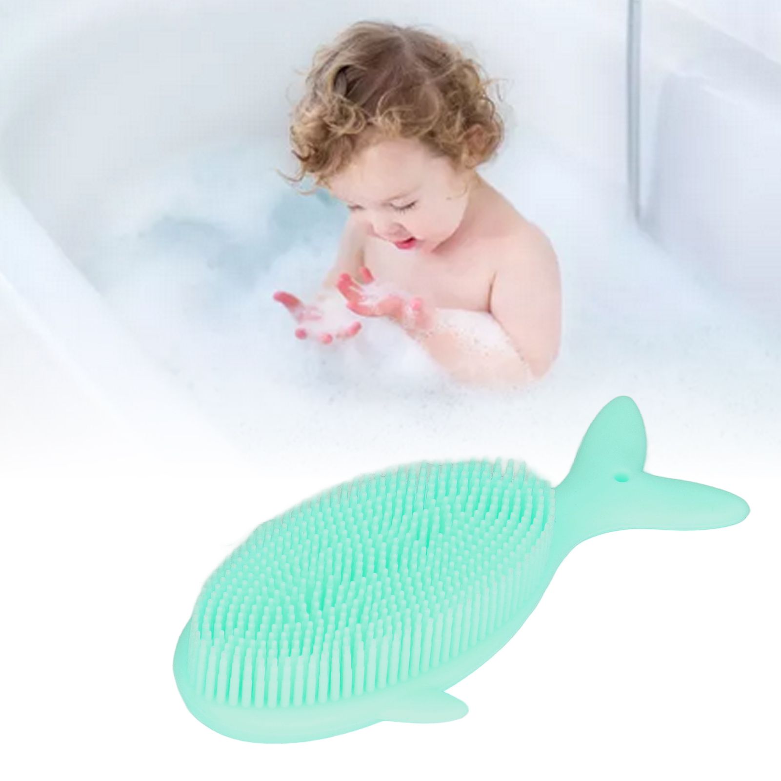 Baby Bath Brush Cartoon Whale Shape Silicone Soft Hair Baby Bath Shampoo view 12