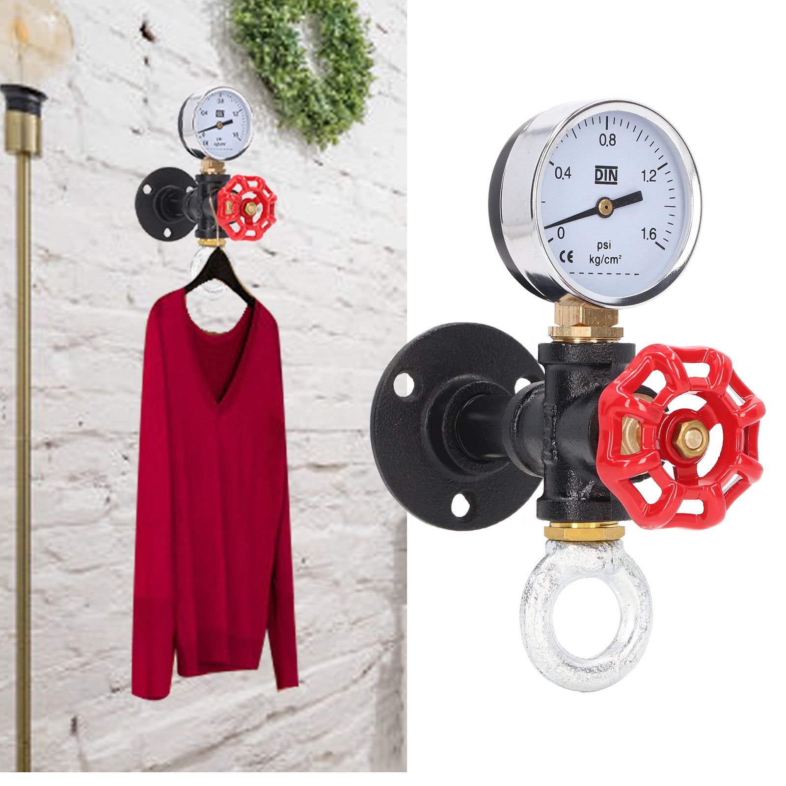 Industrial Pipe Coat Hook Rack Heavy Duty Rustic Hat Robe Towel Wall Mounted view 12