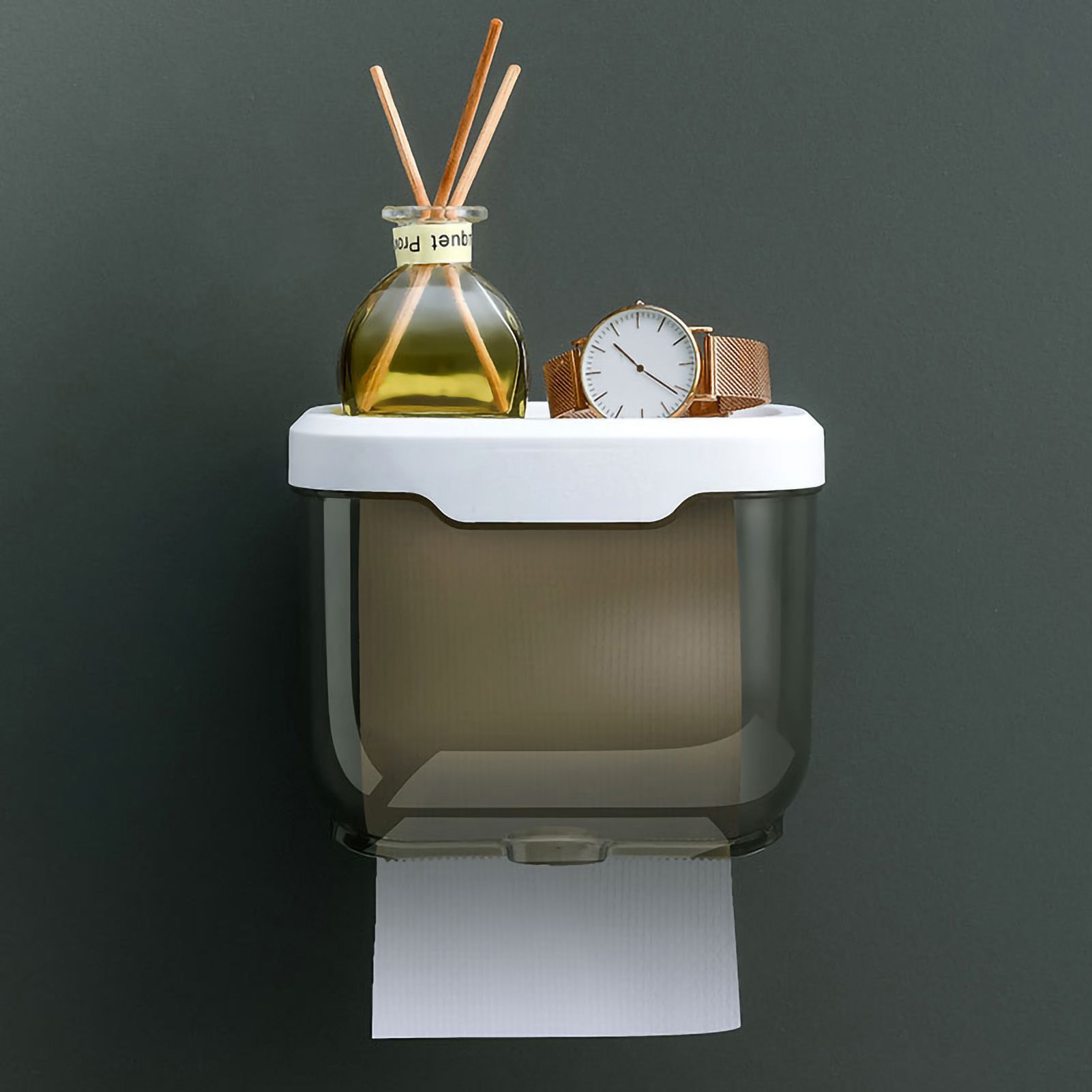 Wall Mounted Tissue Box Waterproof Durable Transparent Plastic Black Tissue — image 1