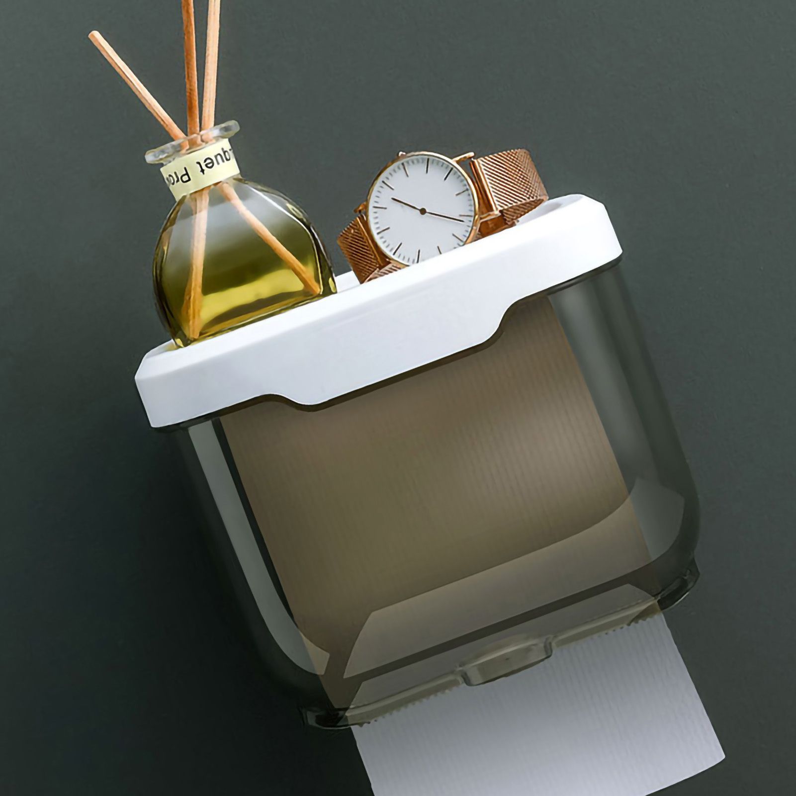 Wall Mounted Tissue Box Waterproof Durable Transparent Plastic Black Tissue view 4