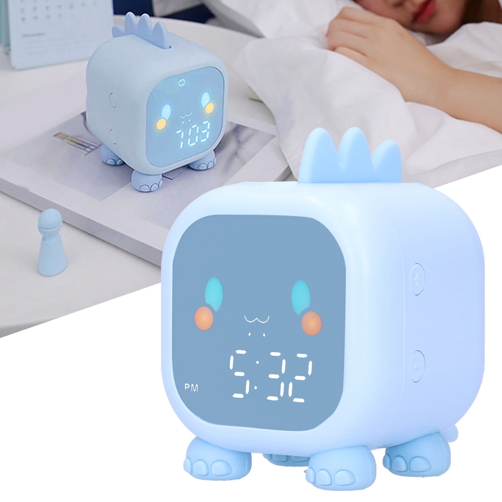 LED Alarm Clock Mini Portable Voice Control Temperature Display USB Charging view 9