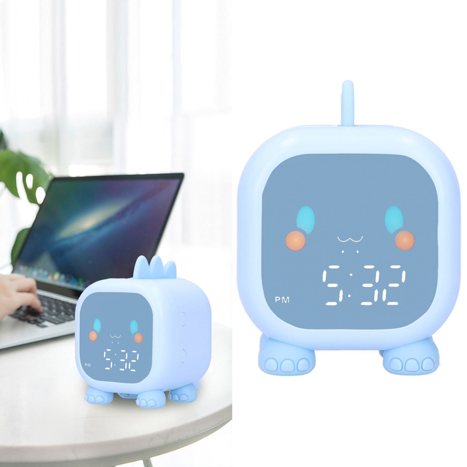 LED Alarm Clock Mini Portable Voice Control Temperature Display USB Charging view 10