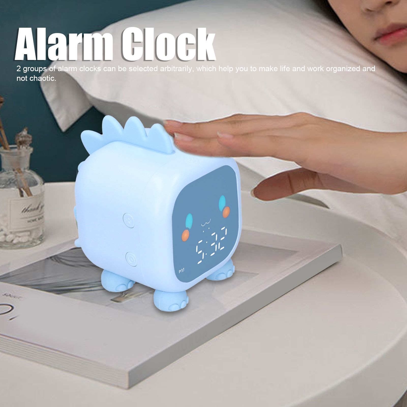 LED Alarm Clock Mini Portable Voice Control Temperature Display USB Charging view 12