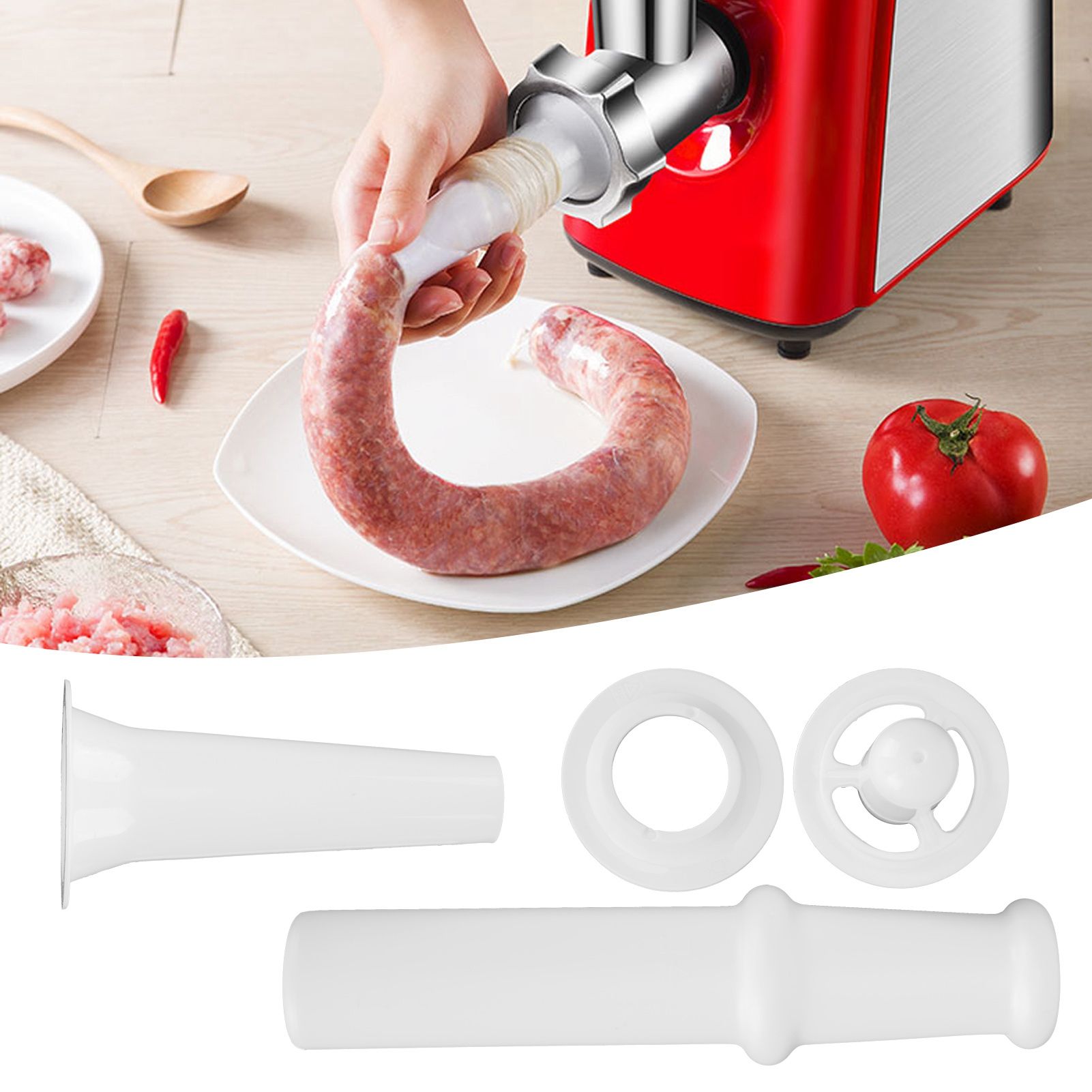 Universal Food Pusher Sausage Filler Nozzle Kubbe Attachment Kit for 5# Meat view 10