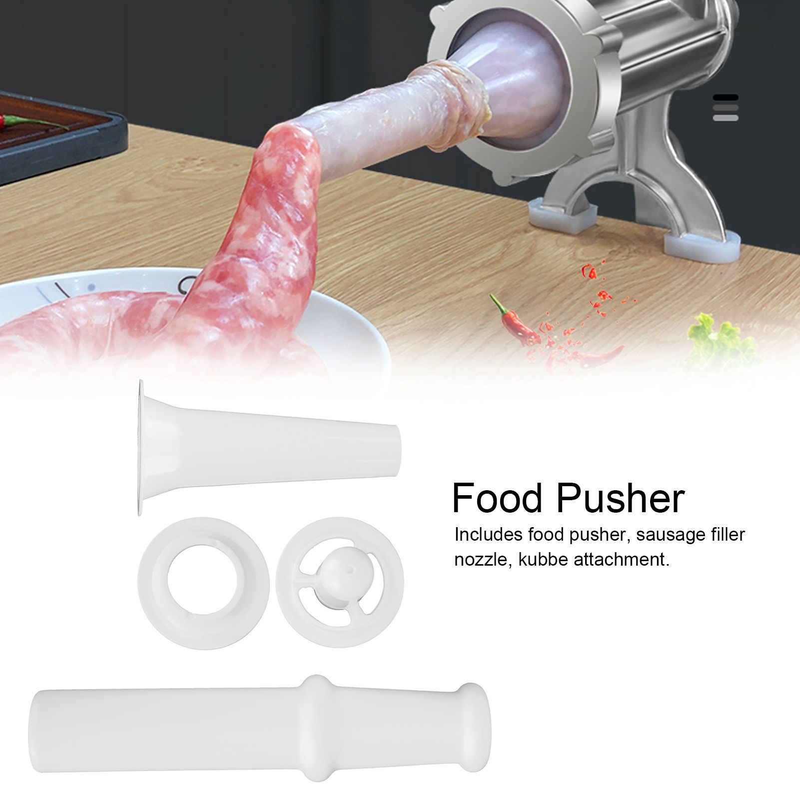 Universal Food Pusher Sausage Filler Nozzle Kubbe Attachment Kit for 5# Meat view 14