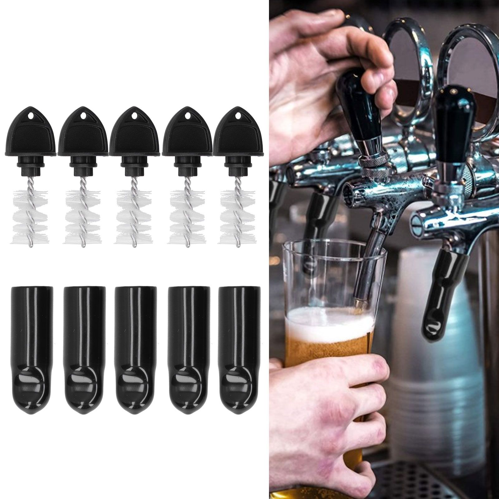 5Pcs Beer Tap Brush 5Pcs Draft Beer Faucet Cap Set Accessories for Home Bar Use view 9
