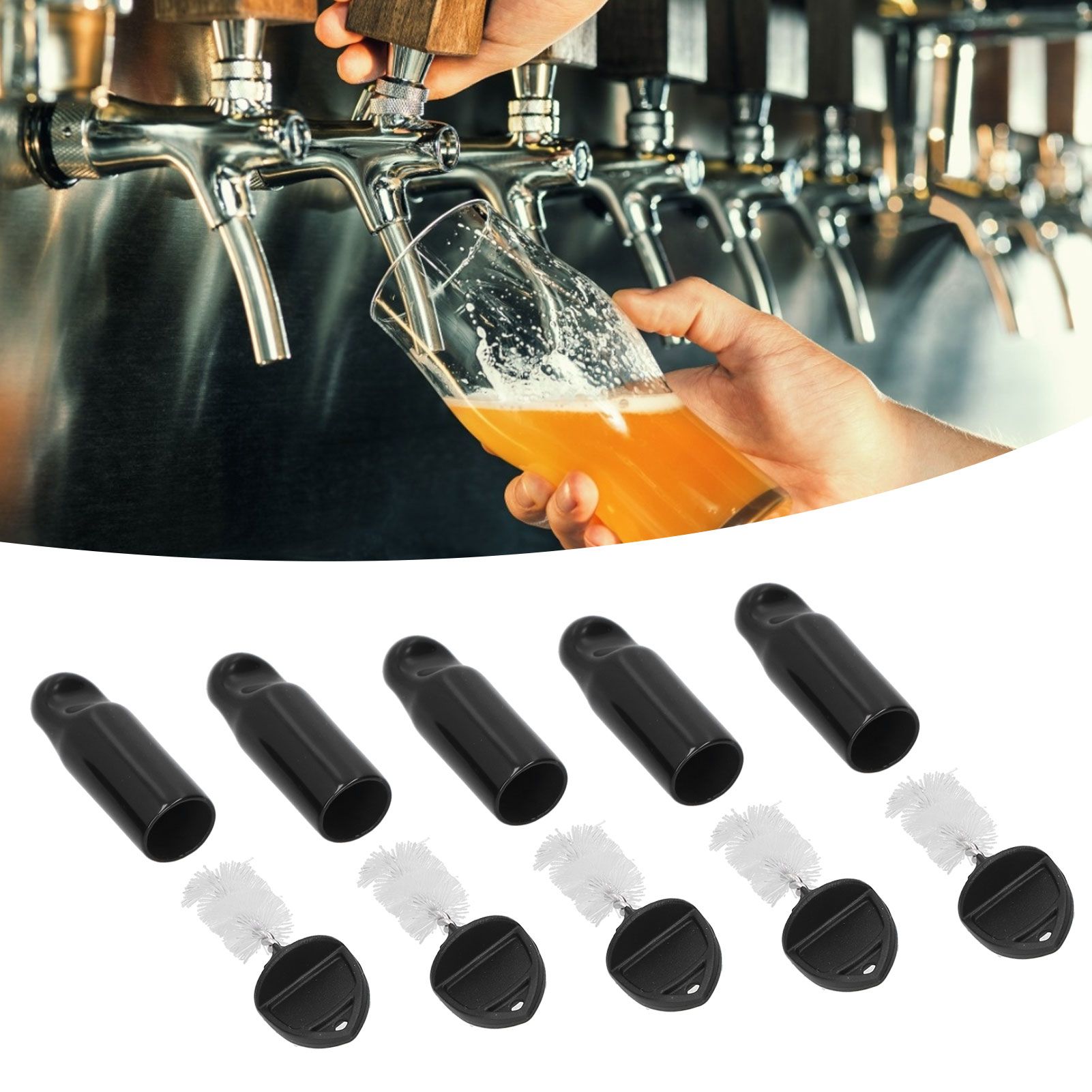 5Pcs Beer Tap Brush 5Pcs Draft Beer Faucet Cap Set Accessories for Home Bar Use view 10