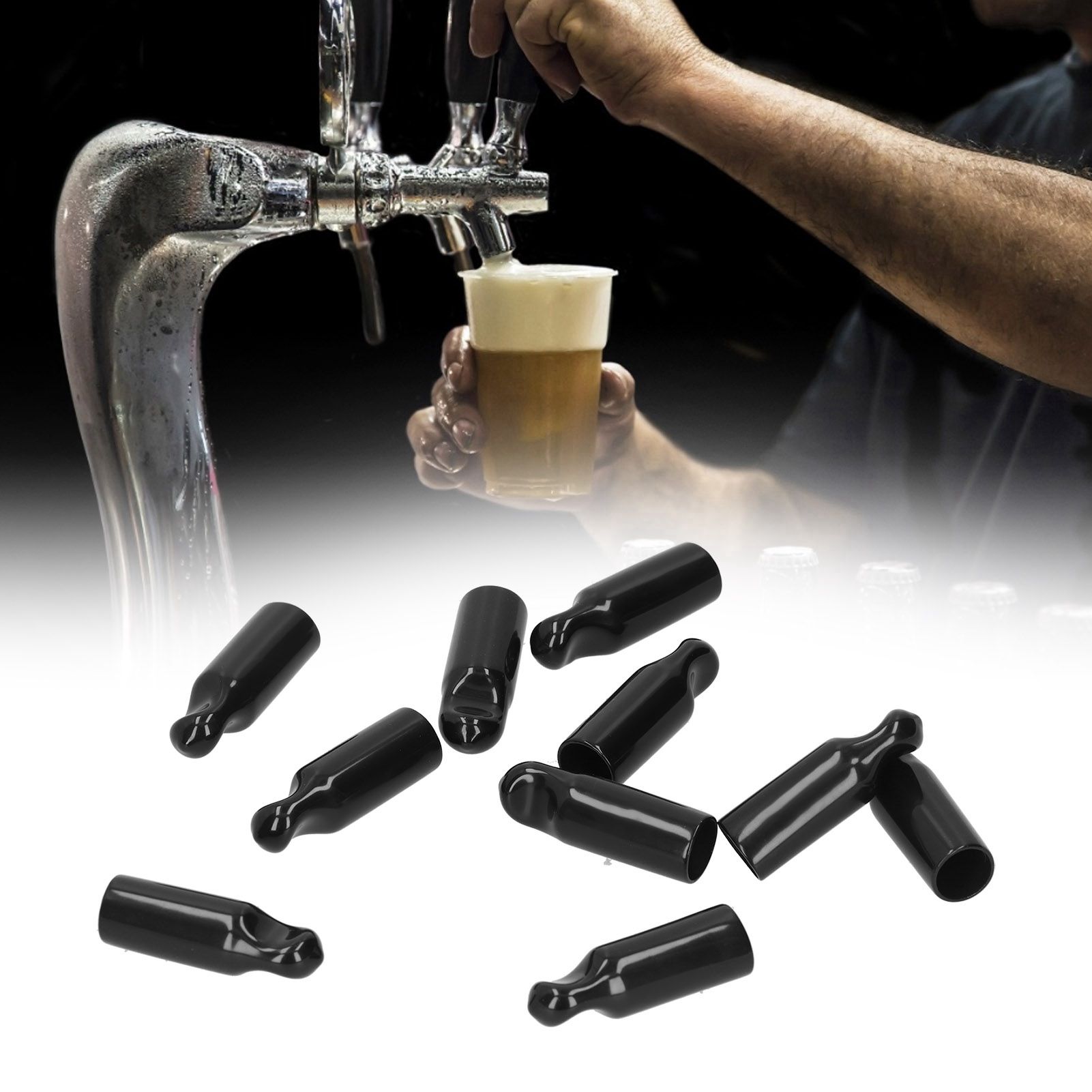 10Pcs Beer Tap Cap Rubber Covers Accessory for Beer Barrel Draft Beer Faucet Black view 9