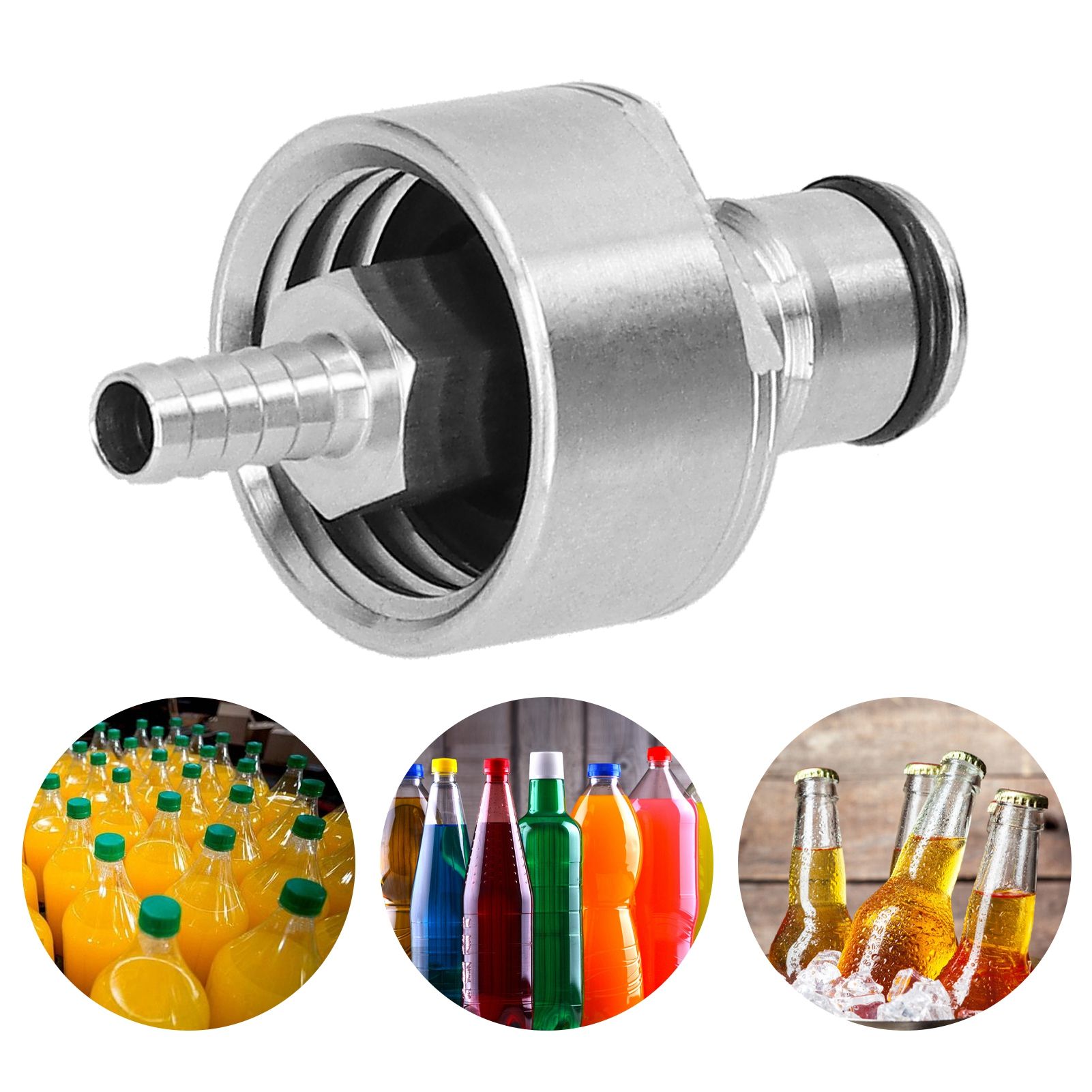 Stainless Steel Carbonation Cap with 5/16in Barb Ball Lock Type Fit Soft PET view 10