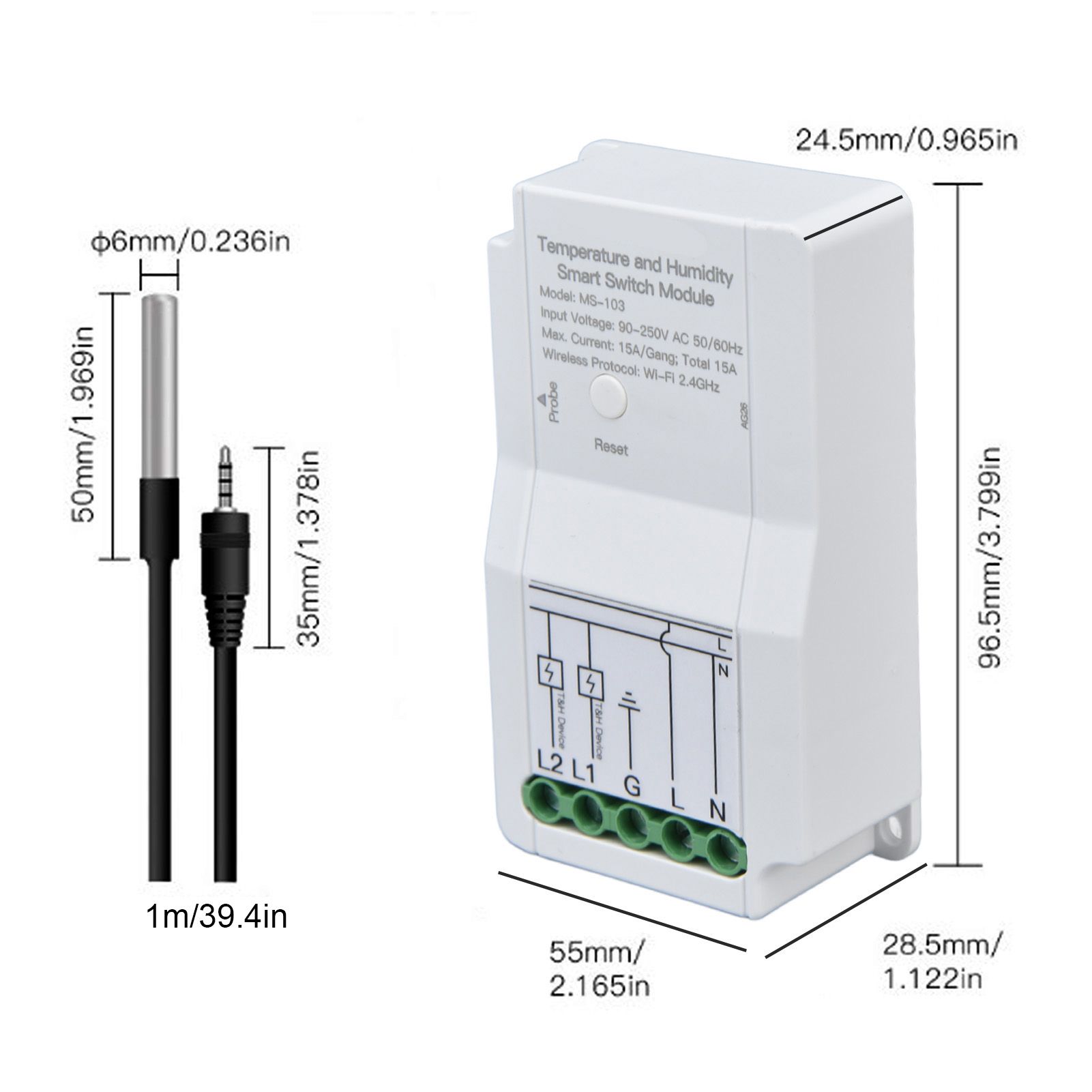 WiFi Temperature Humidity Switch Module Dual Relay Output with Temperature view 15