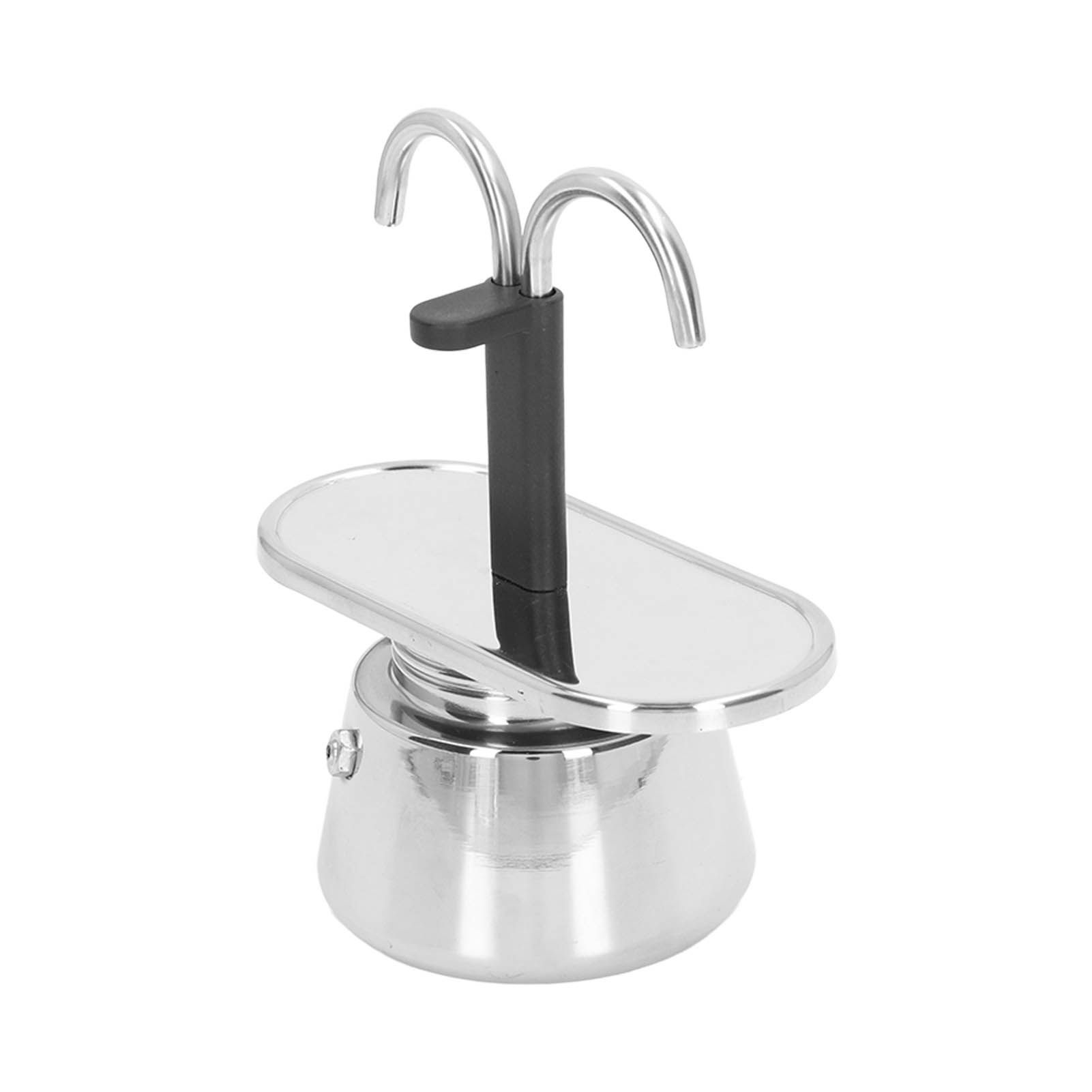 Moka Pot 100ml Dual Pipe Stainless Steel Durable Food Grade Anti Scald Nonslip view 2