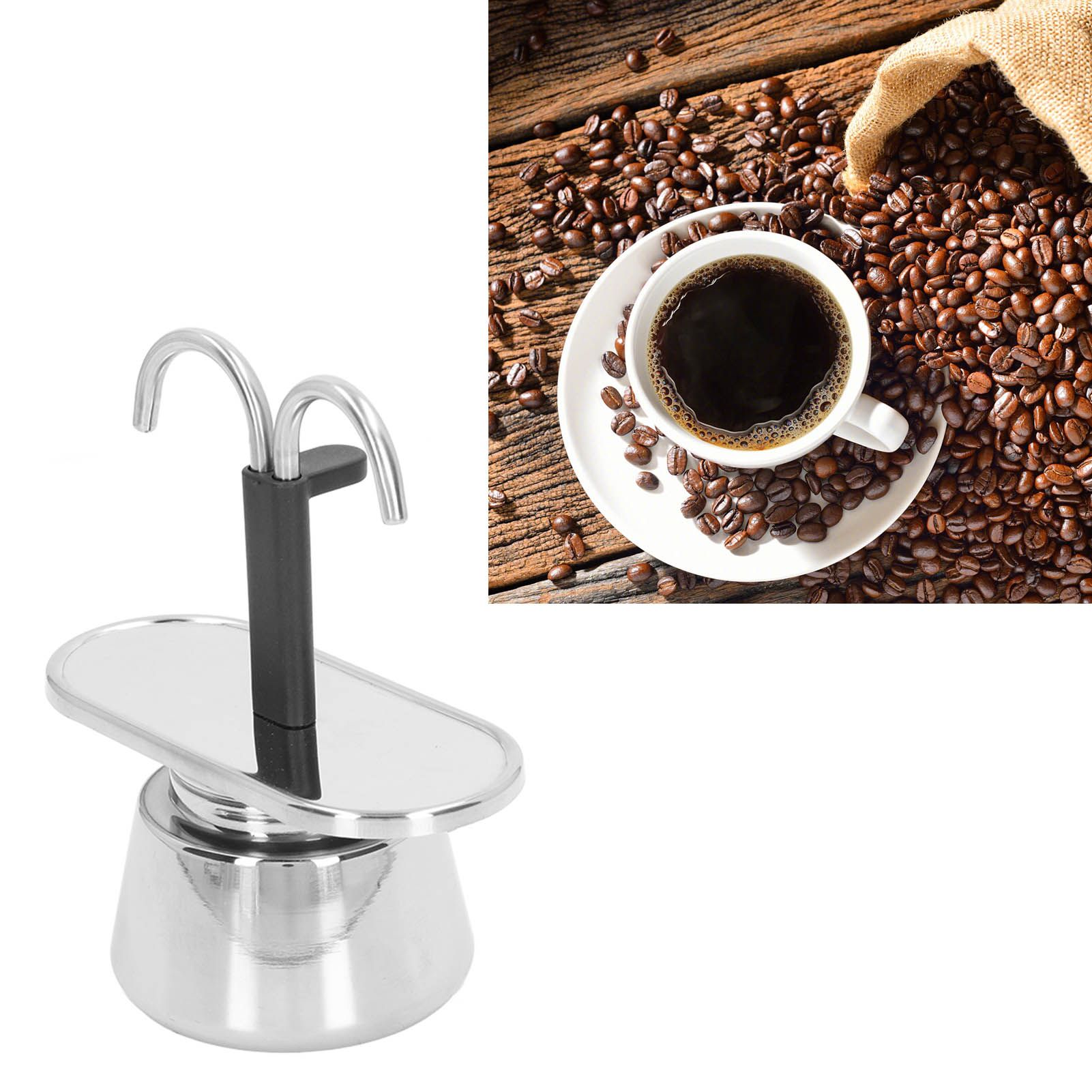 Moka Pot 100ml Dual Pipe Stainless Steel Durable Food Grade Anti Scald Nonslip view 11