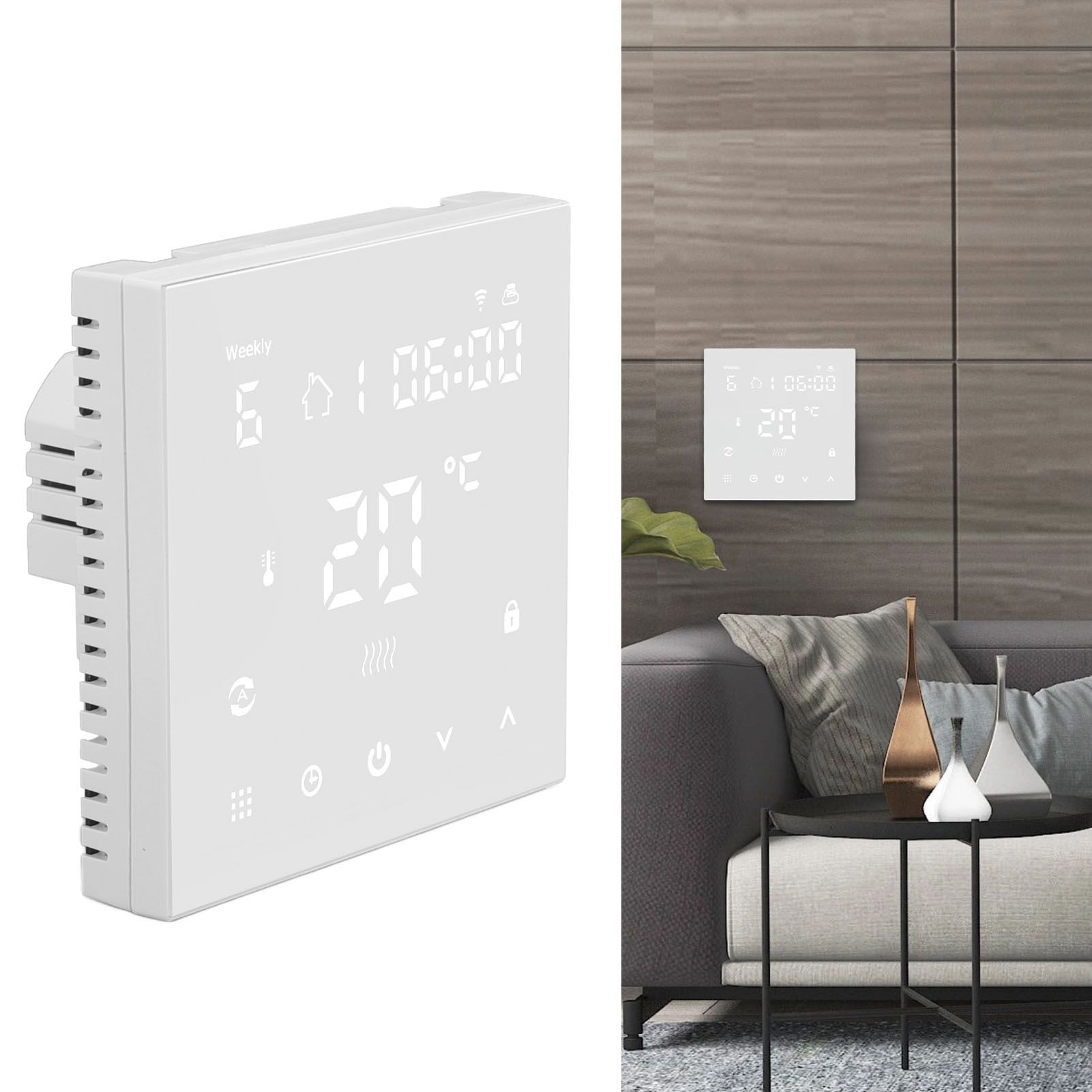 WiFi Thermostat Digital Touch Screen APP Voice Control Smart Thermostat with view 11