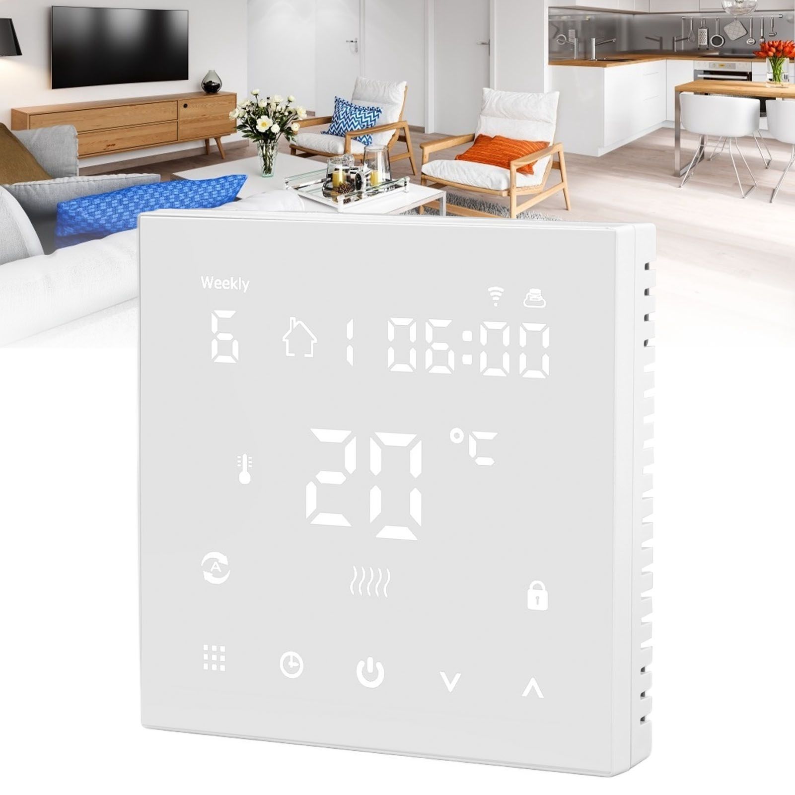 WiFi Thermostat Digital Touch Screen APP Voice Control Smart Thermostat with view 12