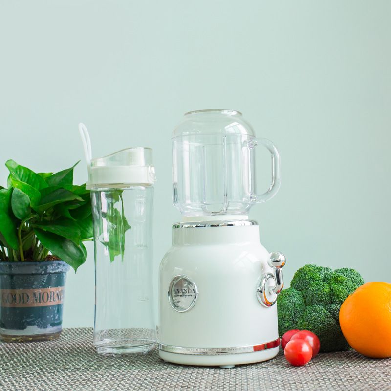 Mini Blender with Double Cup Retro Shake and Ice Crush Maker Countertop Juice