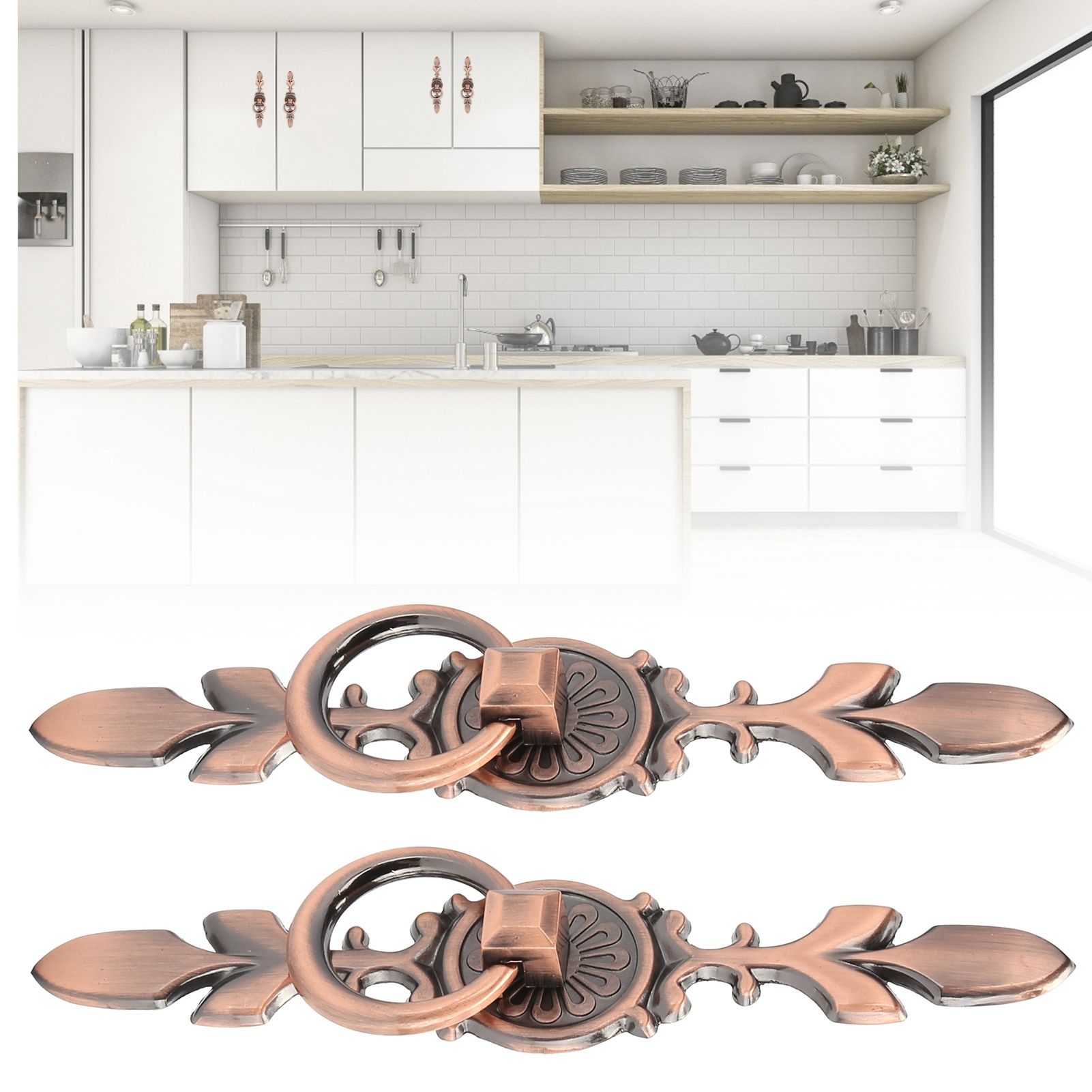 2 Sets Ring Pull Round Single Hole Handles Knob for Kitchen Cabinet Cupboard view 9