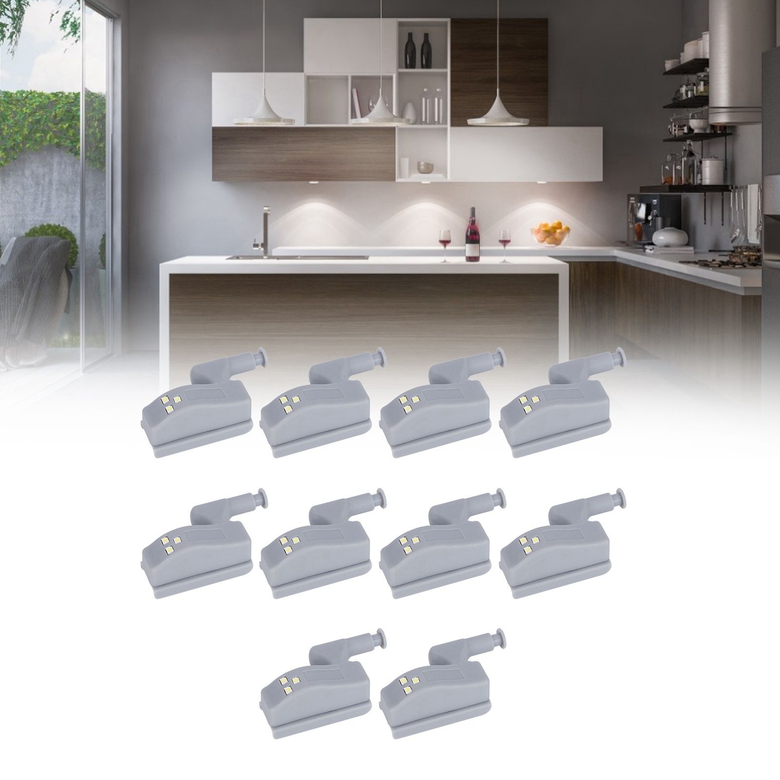 10Set Hinge LED Sensor Light Set Home Cabinet Cupboard Closet Drawer Induction view 10