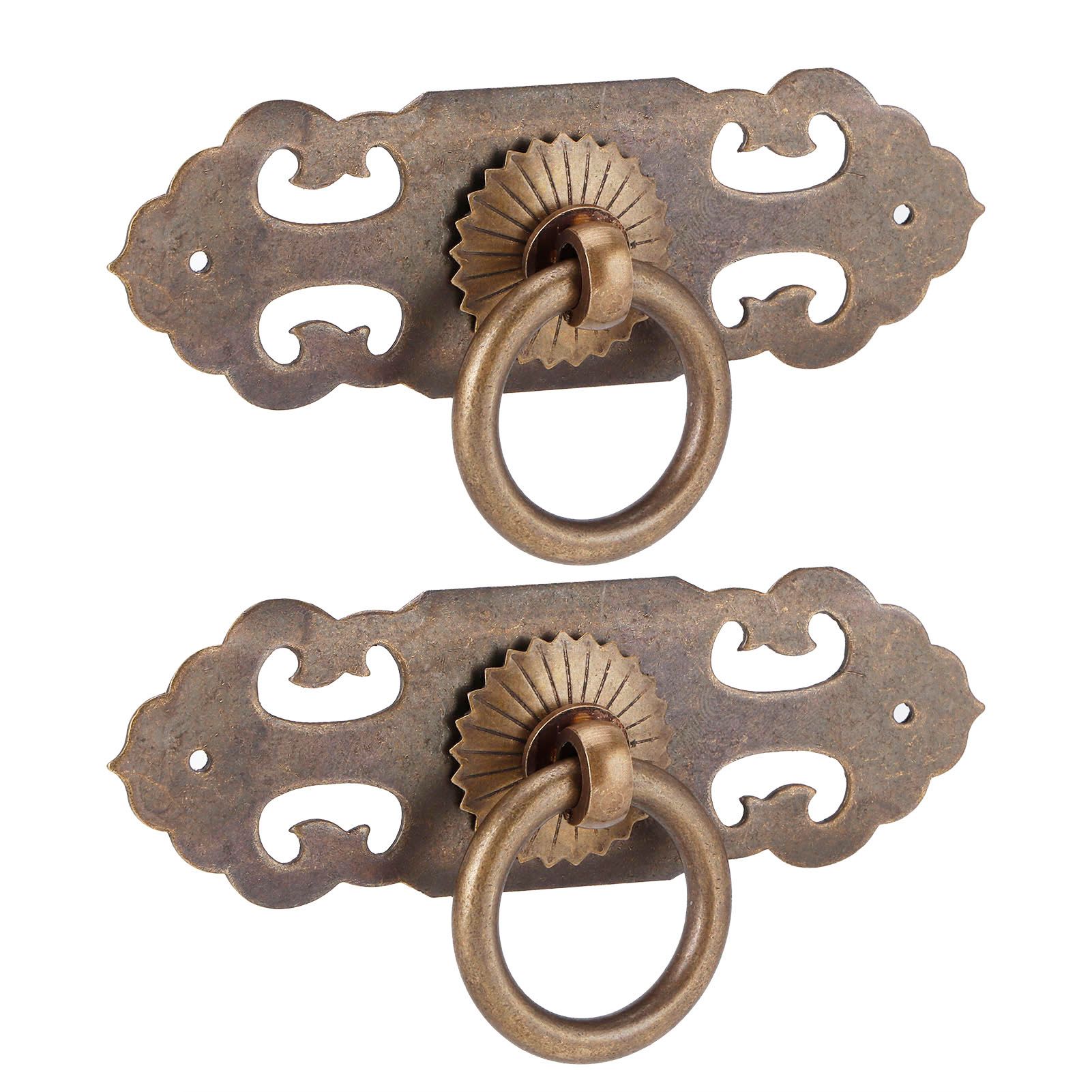 2 Sets 90mm Drawer Horizontal Handle Copper Antique Hollow Cabinet Handle Pull