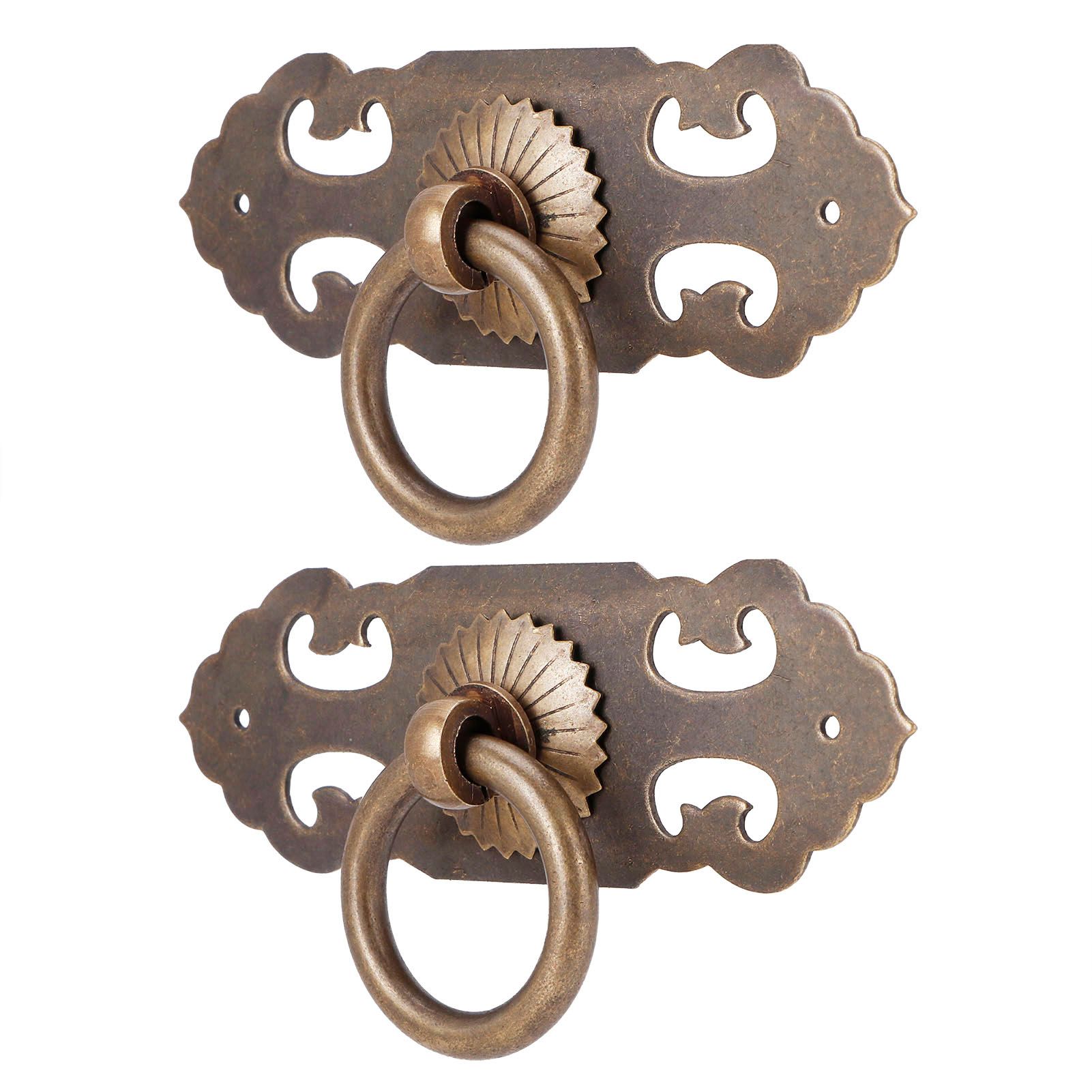 2 Sets 90mm Drawer Horizontal Handle Copper Antique Hollow Cabinet Handle Pull view 3