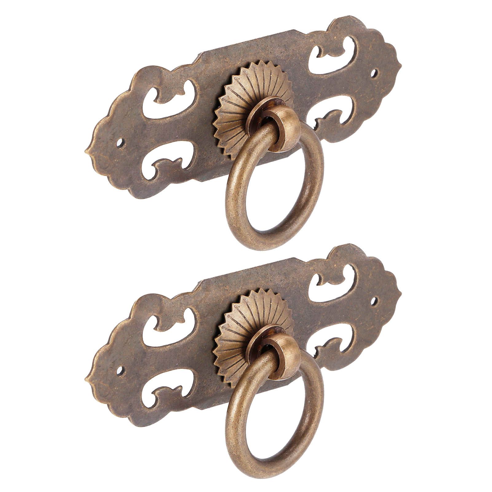 2 Sets 90mm Drawer Horizontal Handle Copper Antique Hollow Cabinet Handle Pull view 5