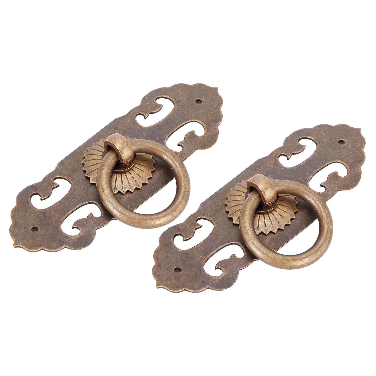 2 Sets 90mm Drawer Horizontal Handle Copper Antique Hollow Cabinet Handle Pull view 7